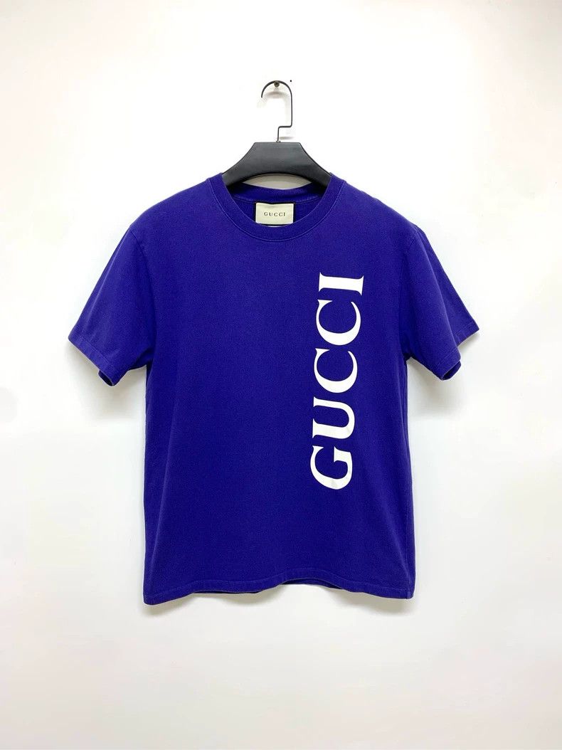 Gucci Blue Logo Short Sleeve T-Shirt - dmc