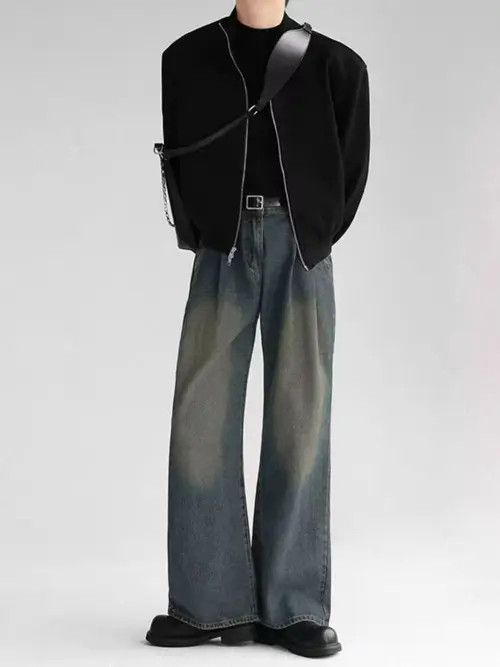 Japanese Brand Vintage baggy pleated wide-leg washed jeans Size US 30 / EU 46 - 4 Thumbnail