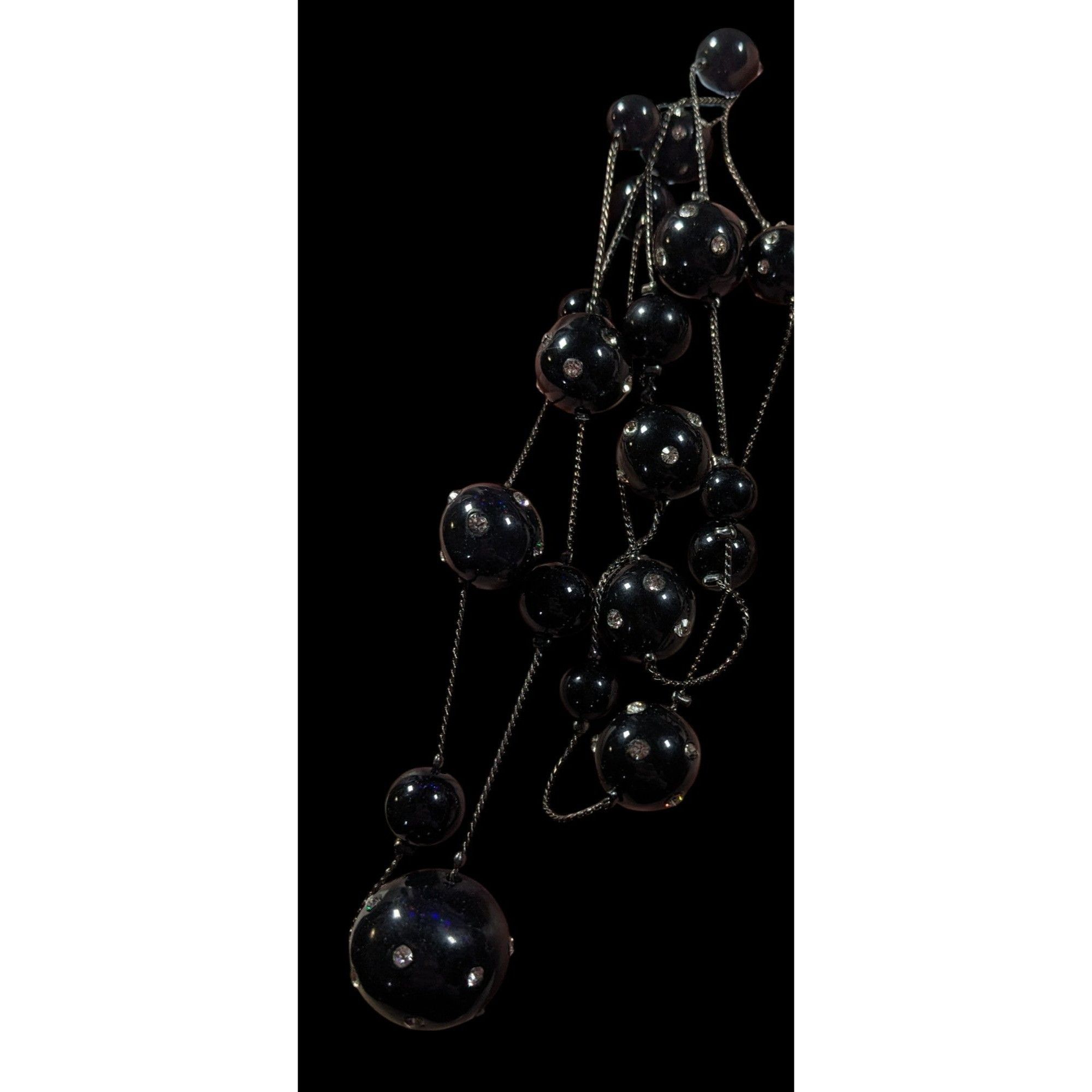 Other Glam Goth Black With Rhinestones Floating Necklace Size ONE SIZE - 6 Thumbnail