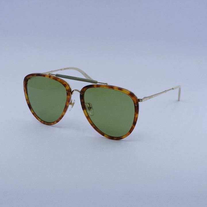 Gucci Gucci GG0672S 003 Sunglasses Havana/Gold Aviator Frame Size ONE SIZE - 1 Thumbnail