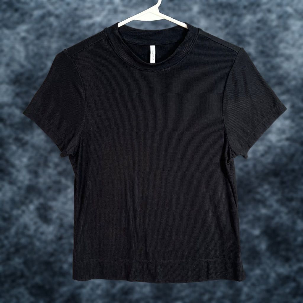Z Supply Z Supply Women’s Black Short Sleeve Ribbed Knit T-Shirt Size Small Adult S Stretch Rayon Spandex Size S / US 4 / IT 40 - 1 Thumbnail