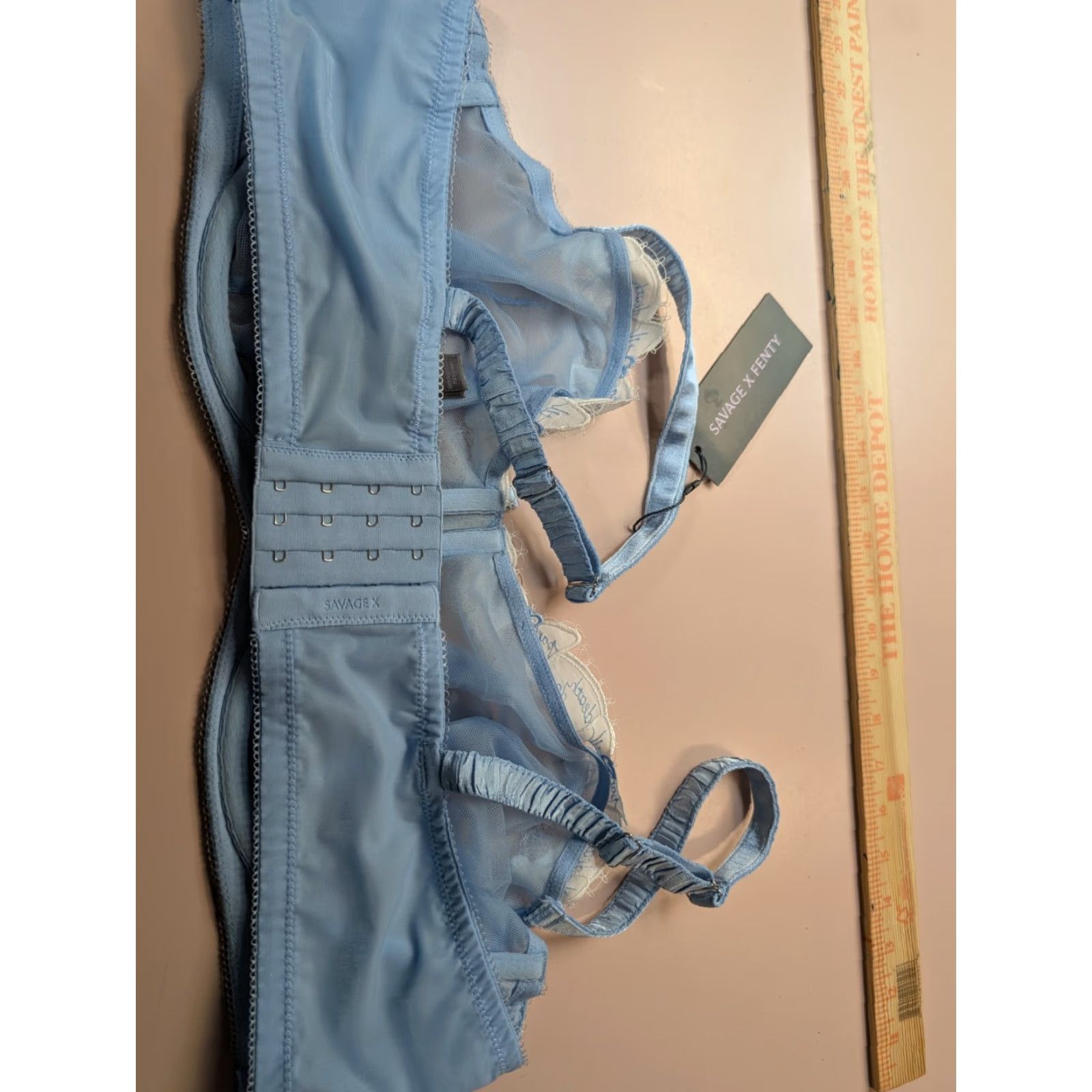 Vintage Savage X Fenty Blue Bombshell Unlined Lace Wedding Balconette Bra 44D Womens BODYSUIT? Size ONE SIZE - 6 Thumbnail