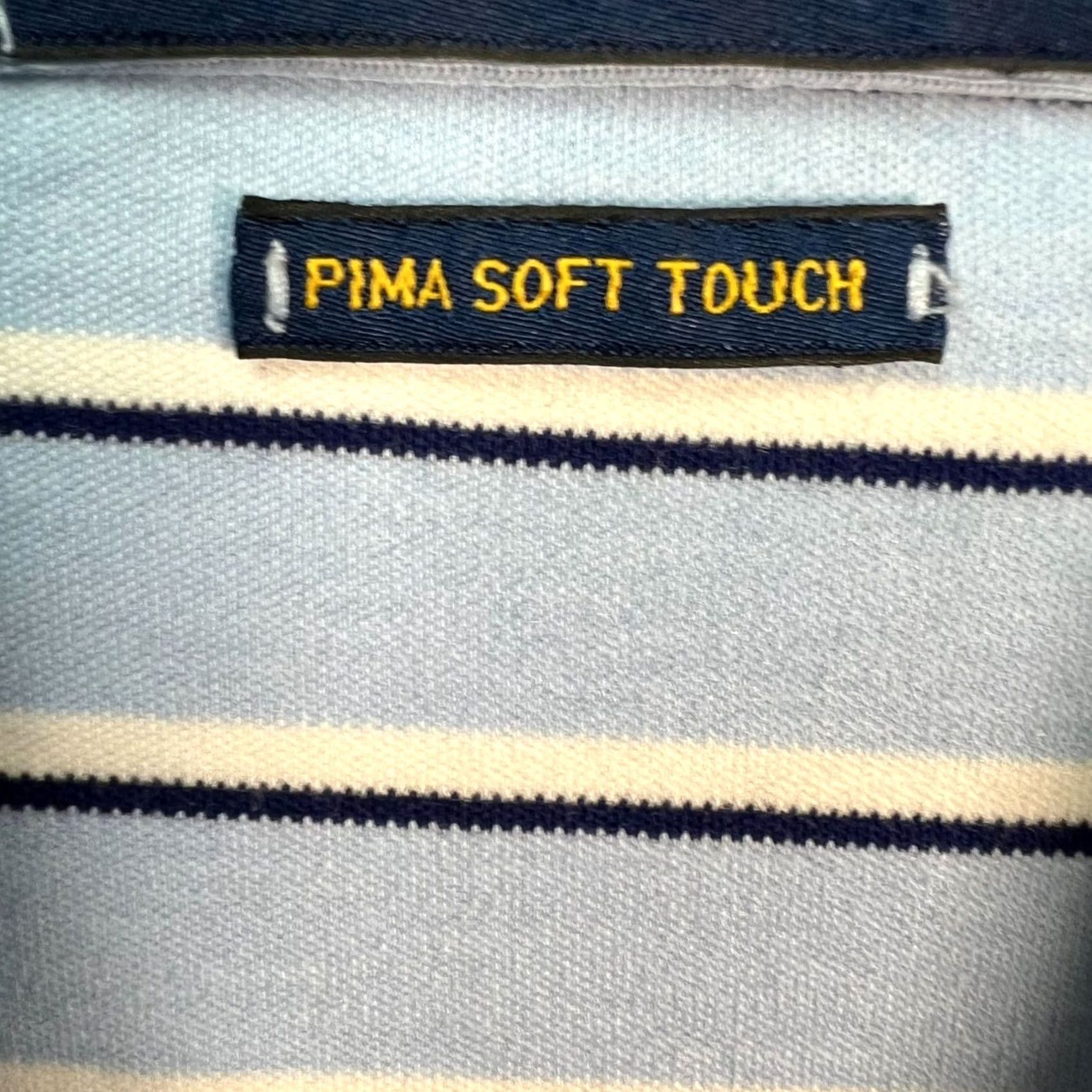 Polo Ralph Lauren Polo Ralph Lauren Polo Shirt Mens Medium Blue & White Striped Pima Soft Touch Cotton Short Sleeve Crewneck Polo Shirt Size US M / EU 48-50 / 2 - 4 Thumbnail