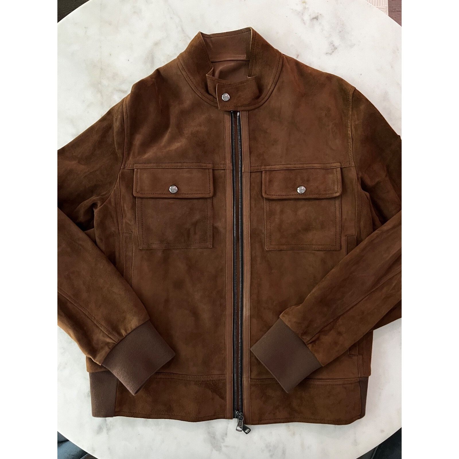 Moncler $3660 Moncler Courry Suede Biker Jacket Brown Men Size 2 NEW Size US M / EU 48-50 / 2 - 2 Thumbnail