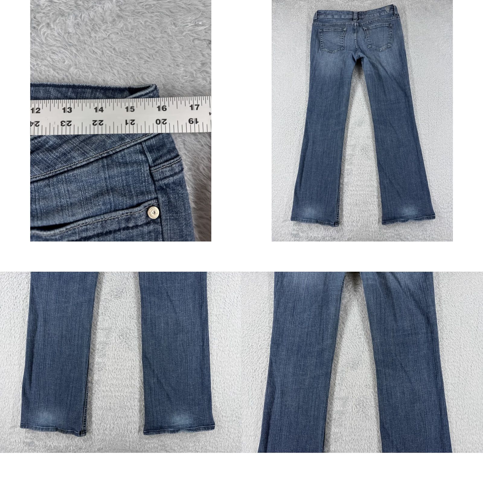 Vintage Sneak Peek Jeans Women's Denim 13 Blue Low Rise Flared 31x31 Slim Distressed Zipper 5-Pocket Buckle Bke Vintage No? Size 34" / US 12 / IT 48 - 9 Thumbnail