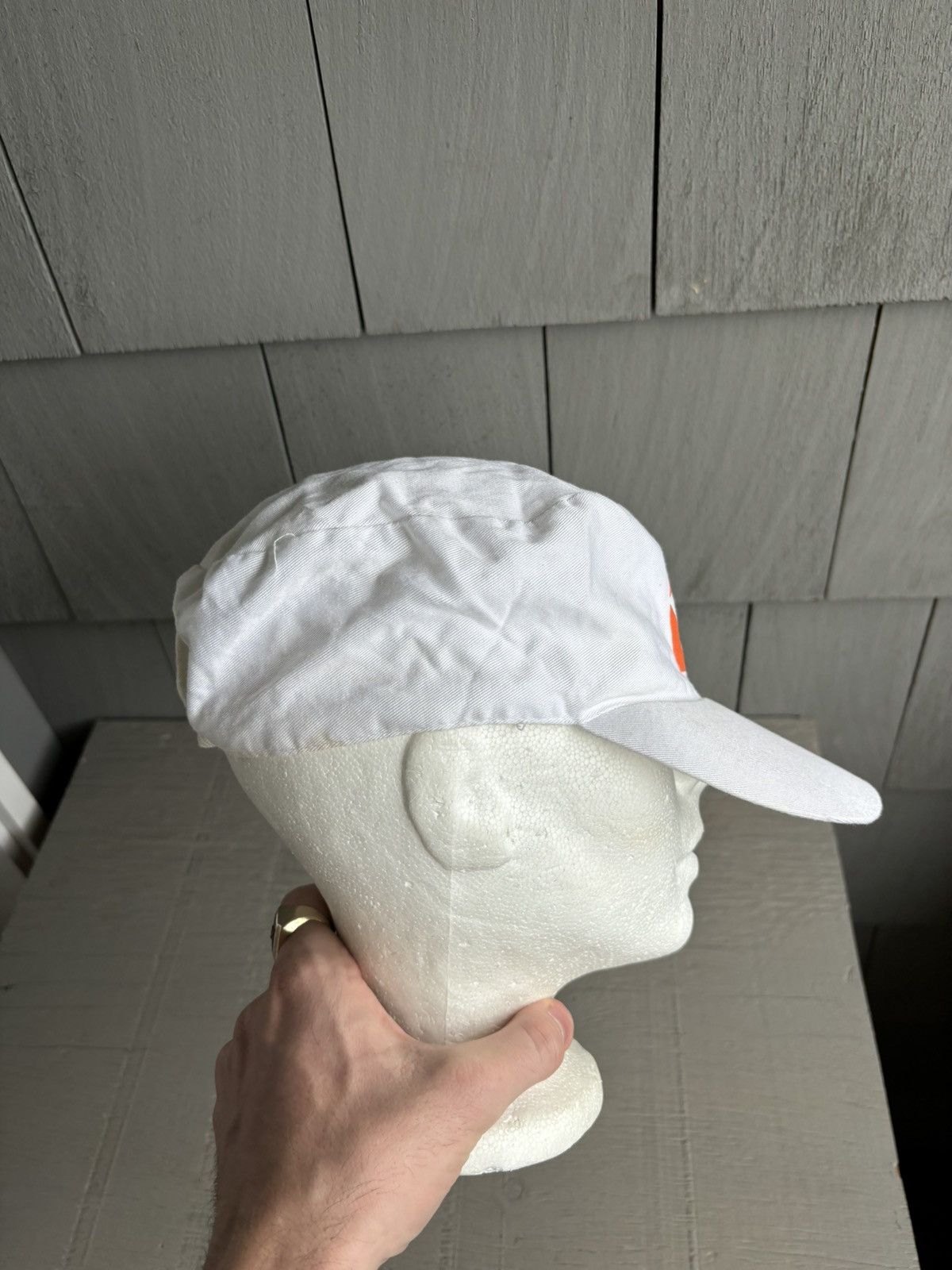 Oshkosh × Vintage Vintage Painters Cap White Elastic Fitted Home Depot Workwea Size ONE SIZE - 3 Thumbnail