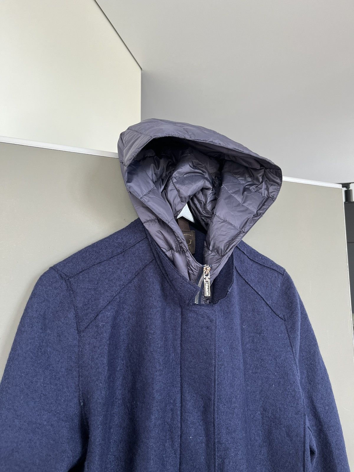 Gimo's Gimos Blue Wool Parka w/ Detachable Down Hood & Vest Size L / US 10 / IT 46 - 6 Thumbnail