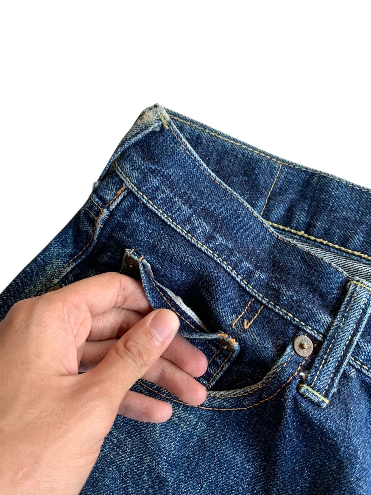 Sugar Cane VINTAGE SWING CHOP SELVEDGE FADED & RUSTY DISTRESSED DENIM Size US 29 - 12 Thumbnail