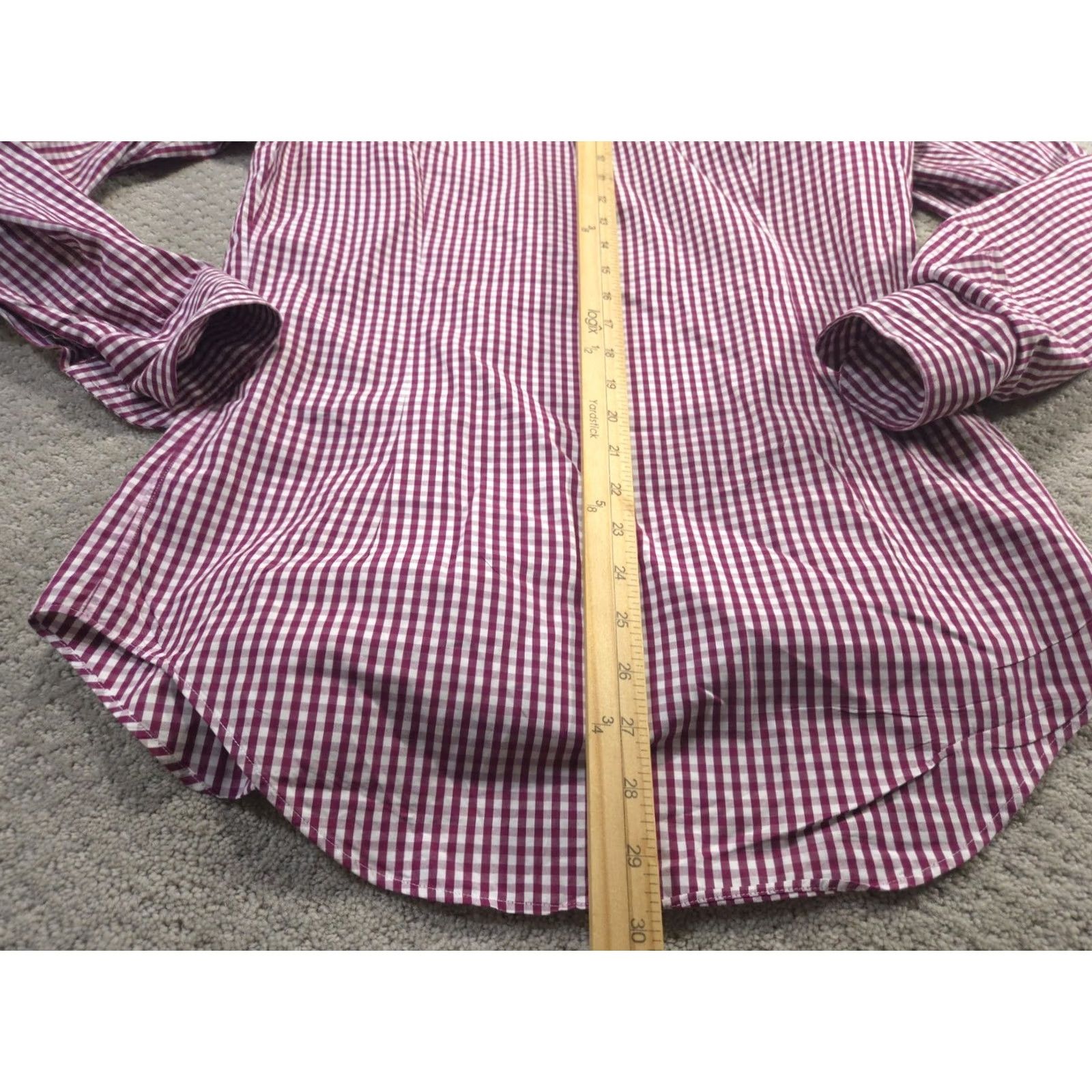 Kamakura Shirt Mens 15 32.5 Slim Fit Dress Burgundy Gingham Check Liberty Japan in Brown, Men's (Size 40r) — image 6 of 6
