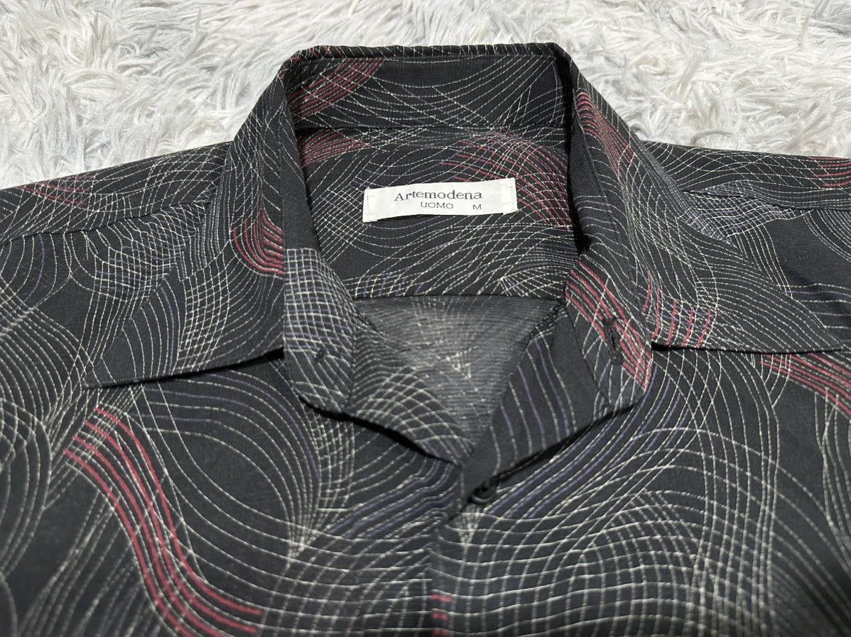 Japanese Brand 🔥80s Artemodena Uomo Distorted Line Illusion Wave Shirt Ss Size US M / EU 48-50 / 2 - 6 Thumbnail
