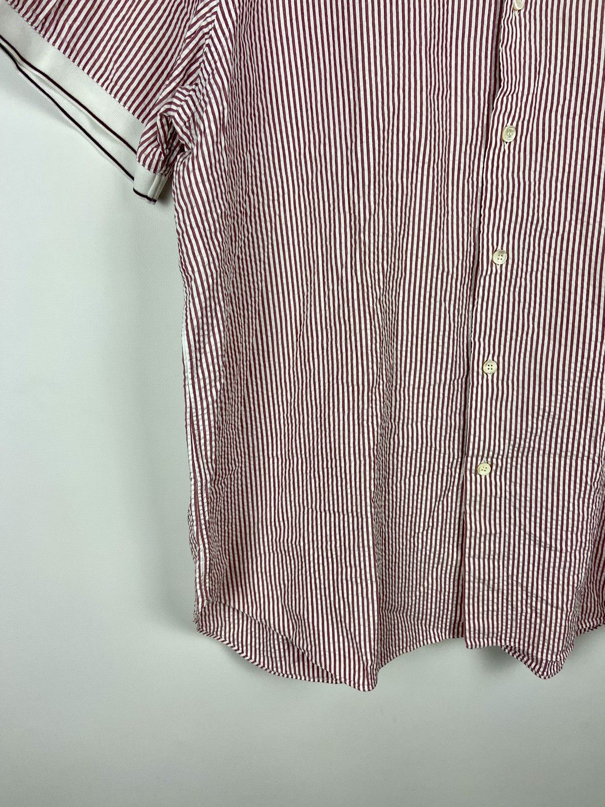 Brioni × Designer Brioni Striped Mens Shirt White Pink Short Sleeve Luxury Size US XL / EU 56 / 4 - 6 Thumbnail