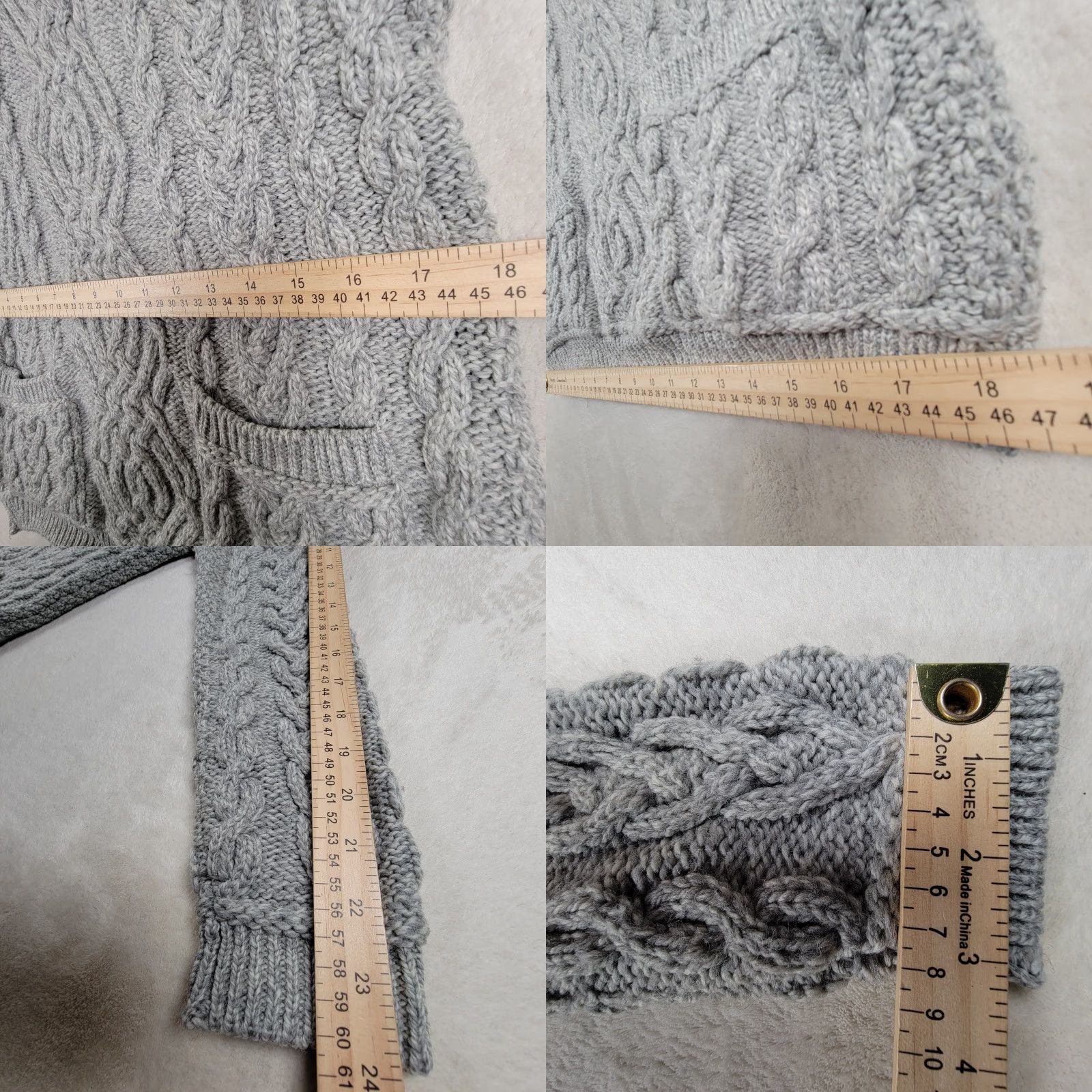 Vintage SAOL Sweater Women's Small Cable-Knit Aran 100% Merino Wool Pullover Gray Size S / US 4 / IT 40 - 8 Thumbnail
