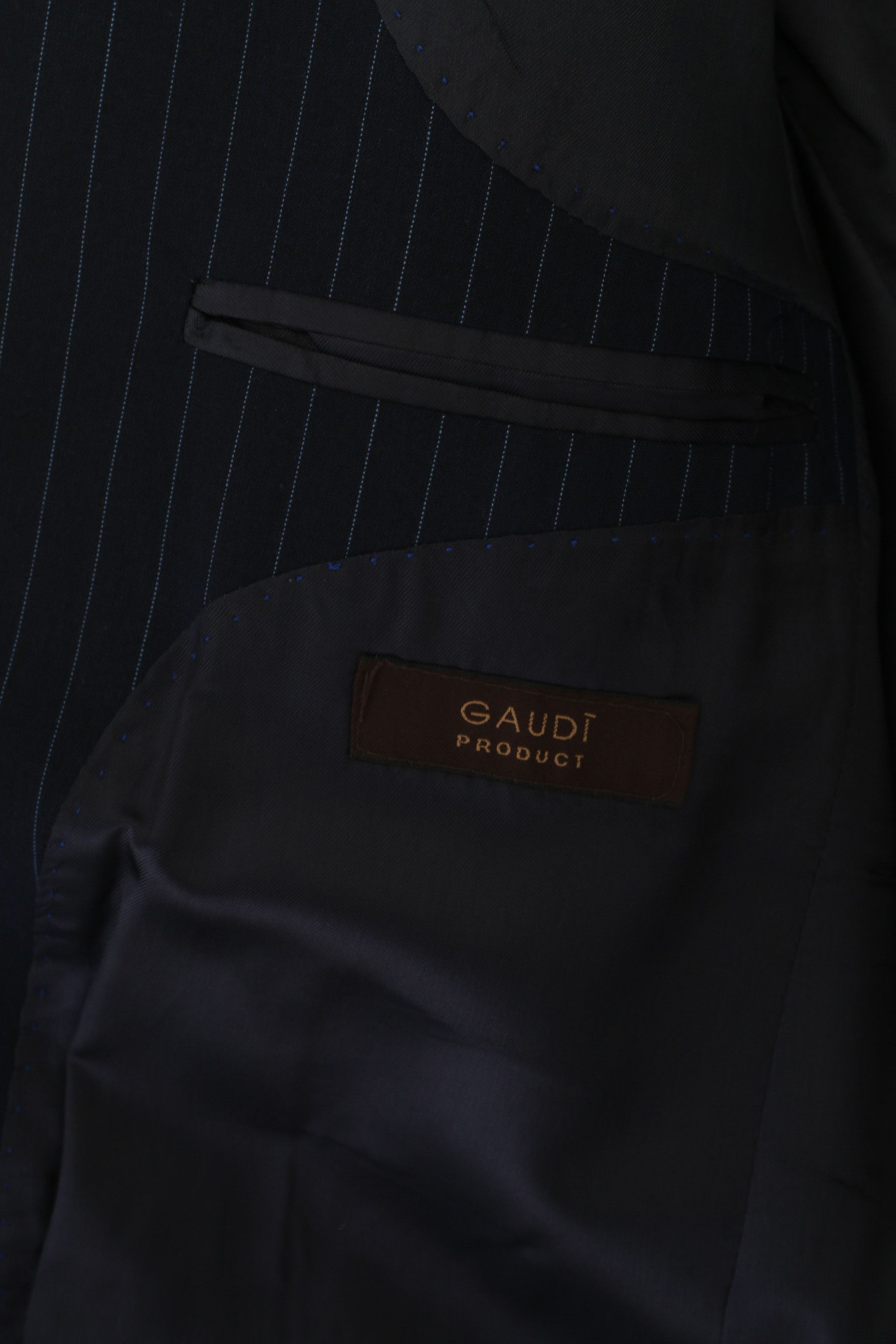 Vintage Gaudi Men 54 44 Blazer Navy Wool Striped Single 6247 Size 44R - 6 Thumbnail