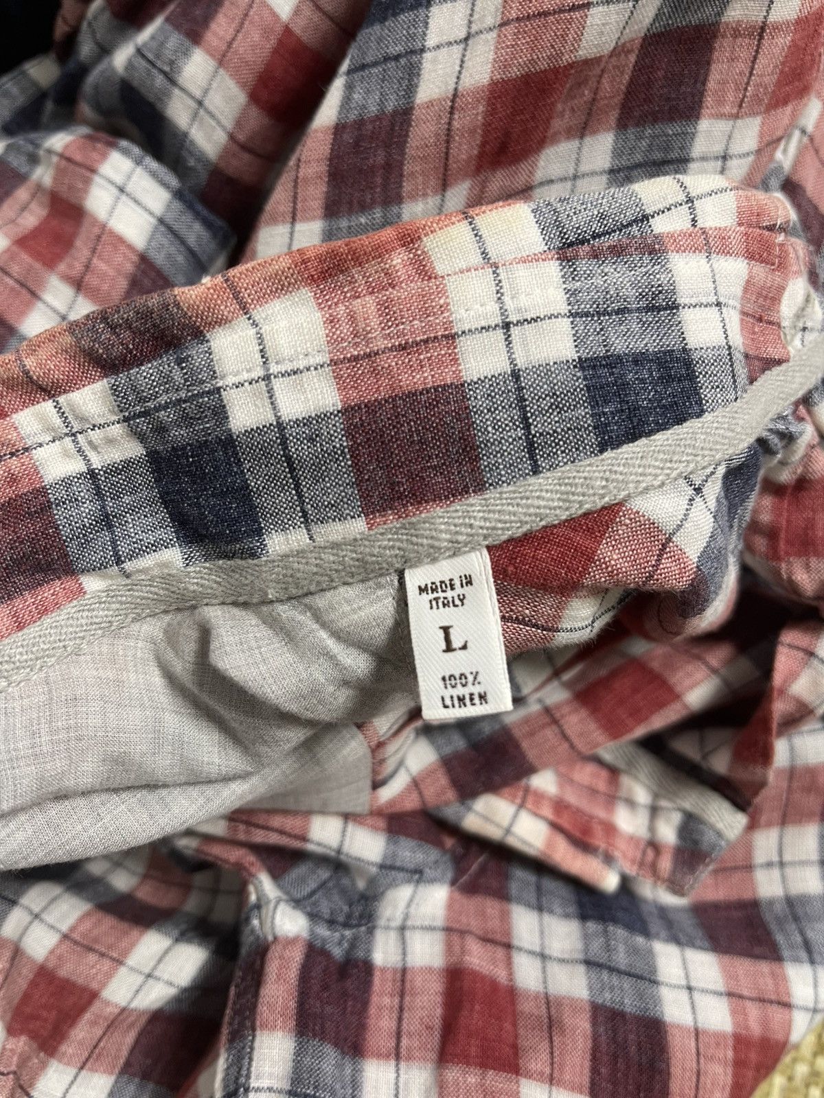 Brunello Cucinelli Brunello Cucinelli Linen Plaid Shirt Size US L / EU 52-54 / 3 - 3 Thumbnail