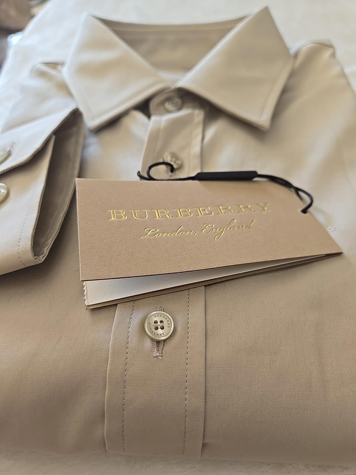 Burberry NWT Mens S Burberry Button Up Long Sleeve Stone Slim 15 - 38 Size US S / EU 44-46 / 1 - 5 Thumbnail