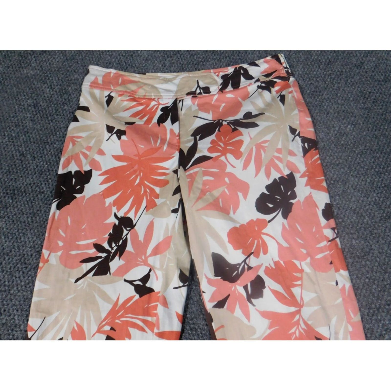 Willi Smith Willi Smith Womens Pants 8 Pink Floral Straight Stretch Knit Zip Ankle Casual Size 30" / US 8 / IT 44 - 5 Thumbnail