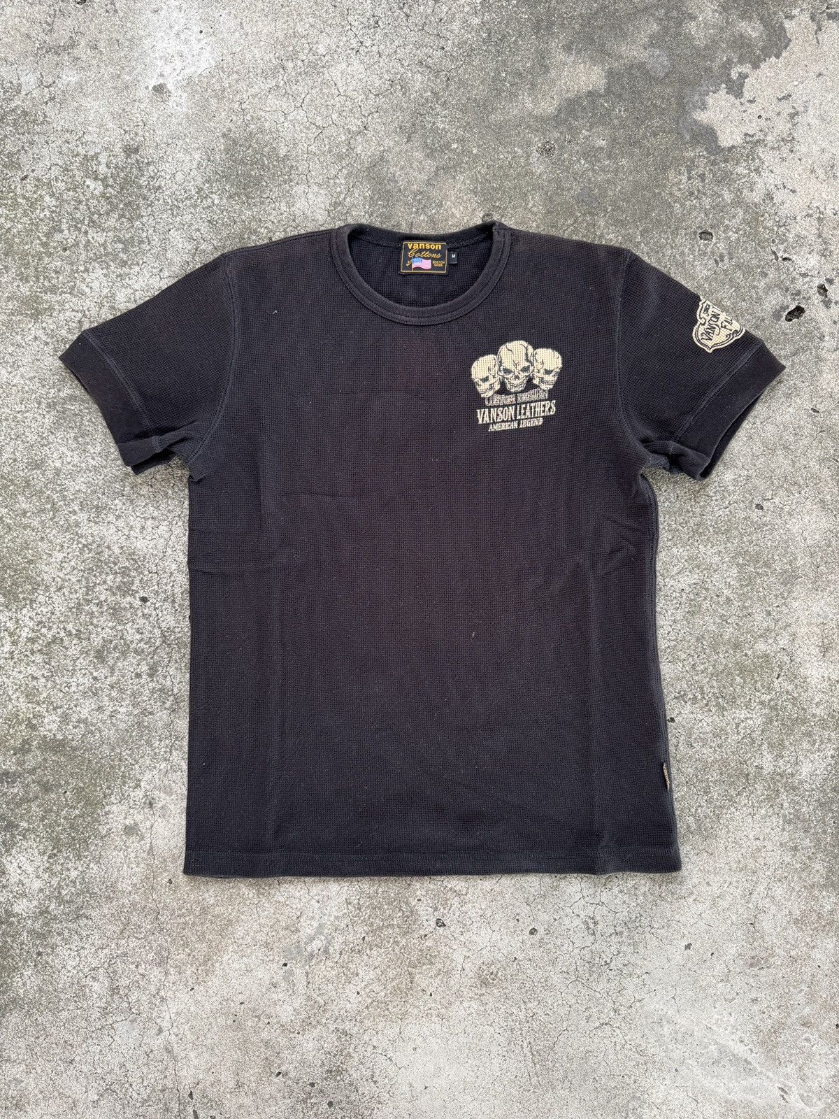 Vanson Leathers Vanson Leathers Bone Cross Skull Waffle Tee Size US M / EU 48-50 / 2 - 3 Thumbnail