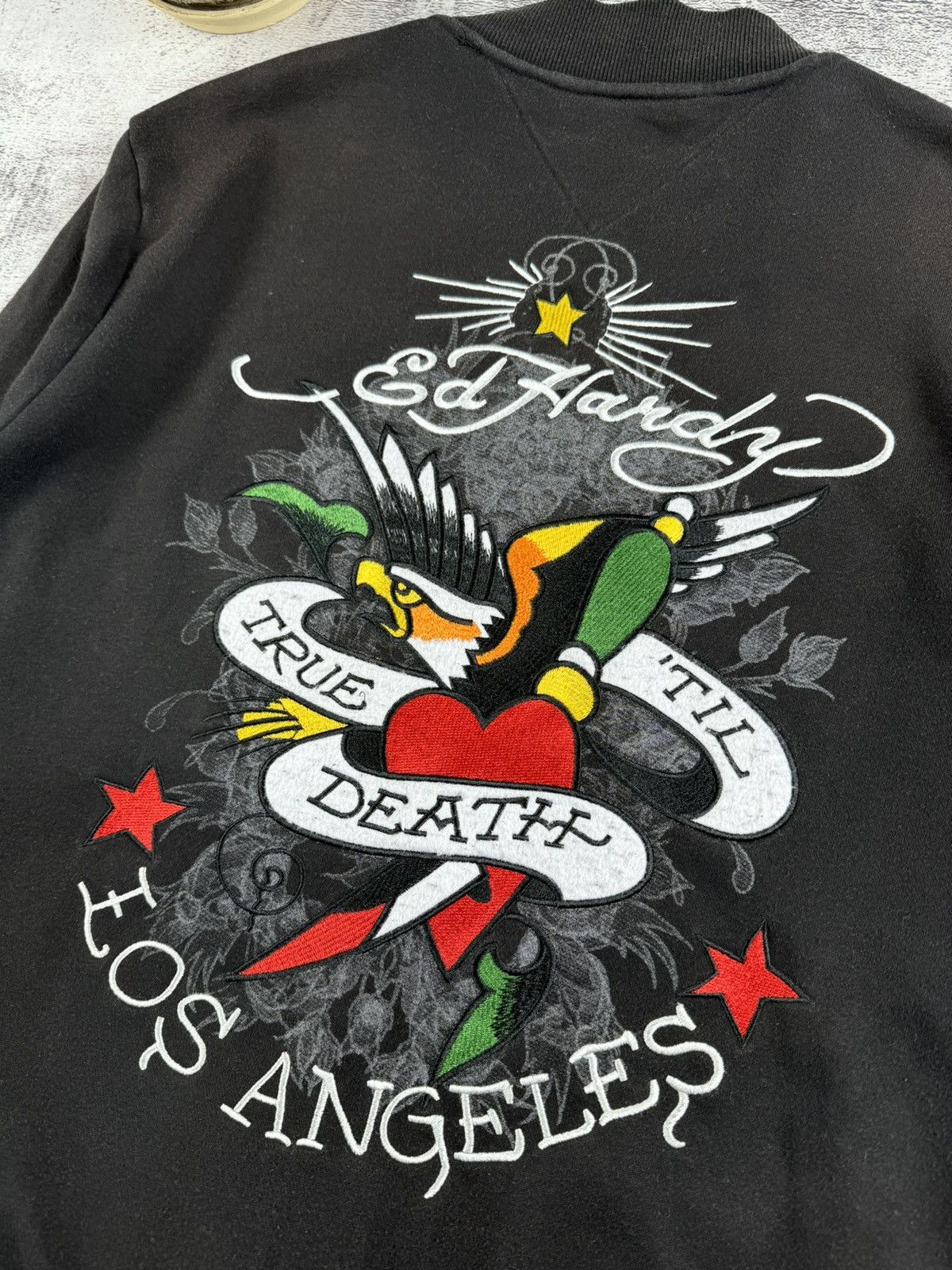 Ed Hardy Ed Hardy Y2K Sun Faded Till Death Bomber Hoodie Pullovover Size US XL / EU 56 / 4 - 8 Thumbnail
