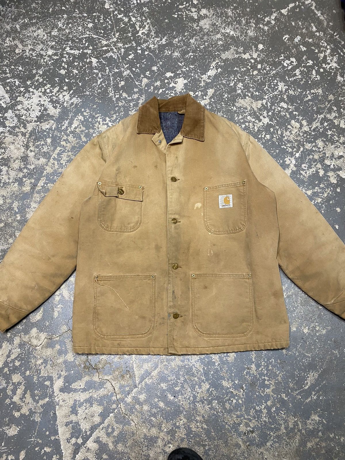 Carhartt × Vintage Vintage Carhartt Blanket Lined Faded Tan Chore Coat Jacket Size US M / EU 48-50 / 2 - 3 Thumbnail