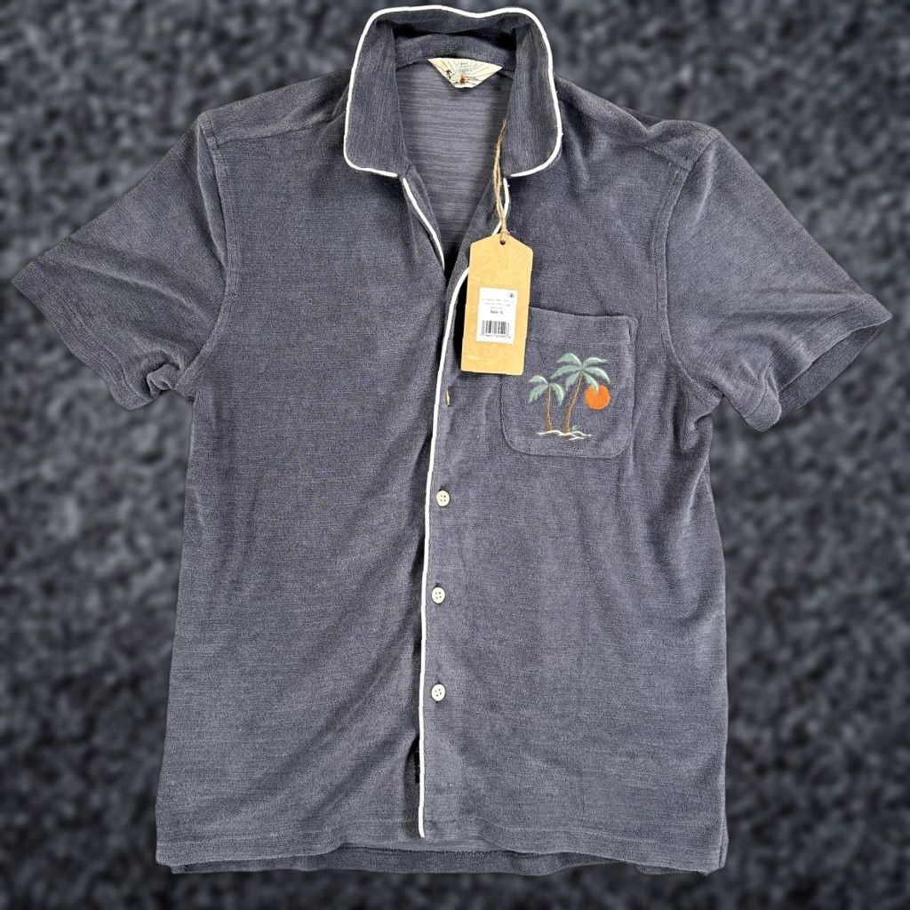 Faherty Faherty Cabana Towel Terry Shirt Mens Small Gray Short Sleeve Button-Up Collared Casual Beach Vacation Vintage No (omit if needed) Size US S / EU 44-46 / 1 - 1 Thumbnail