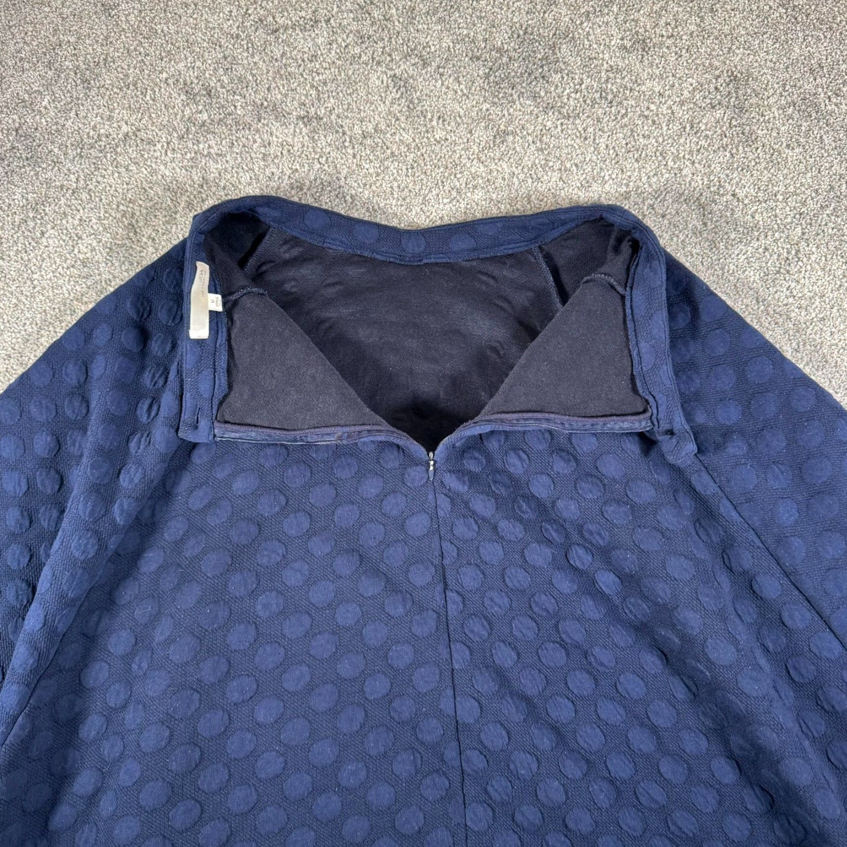 Vintage JOA Skirt Size Medium Skater Polka Dot Classic Modest Textured Chic Retro Twee Skirt Long Womens M Blue Polyester Spandex Size 32" / US 10 / IT 46 - 5 Thumbnail
