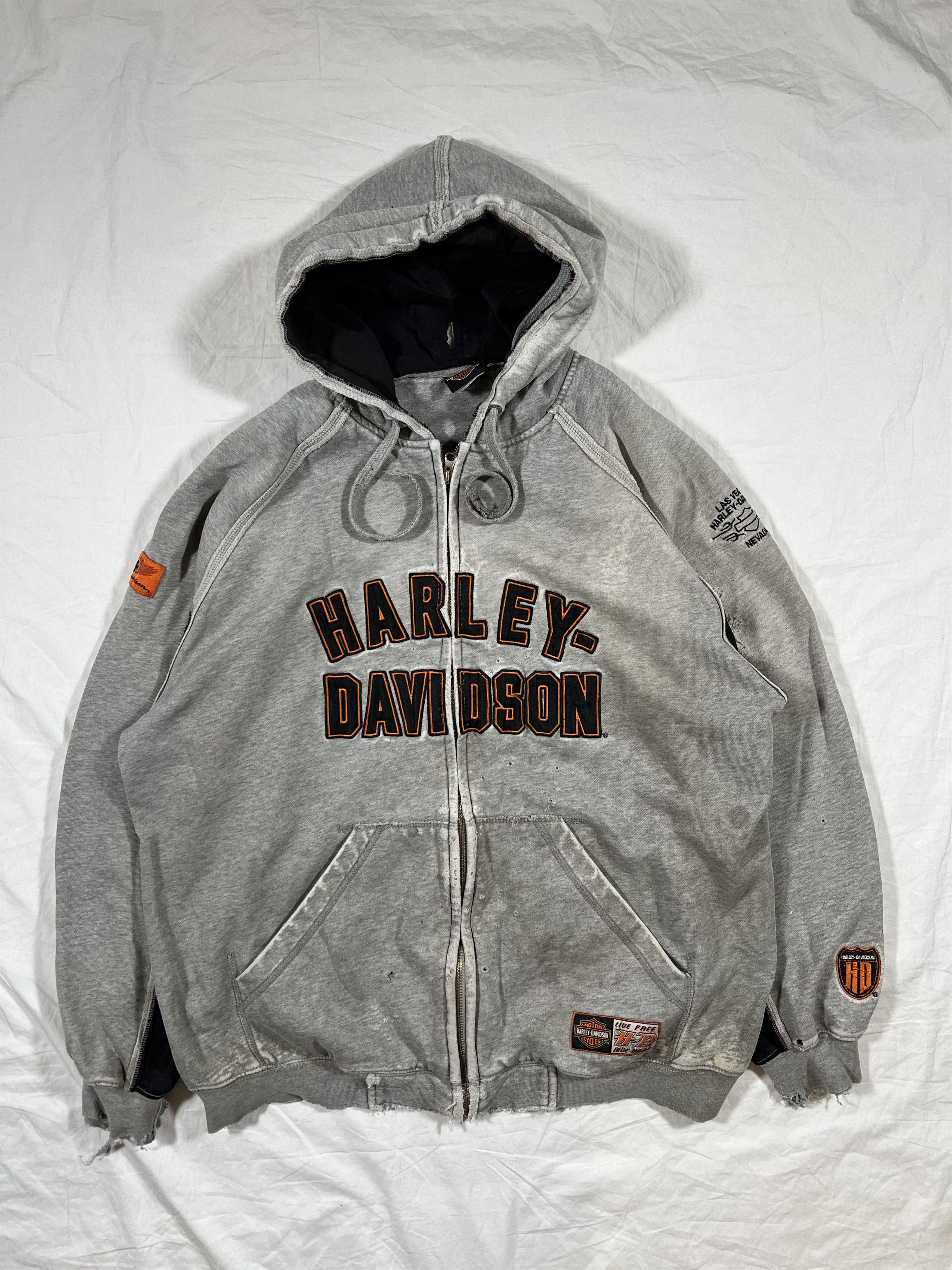 Harley Davidson Vintage Thrashed Harley Davidson Spellout ERD Style Hoodie Size US L / EU 52-54 / 3 - 1 Thumbnail