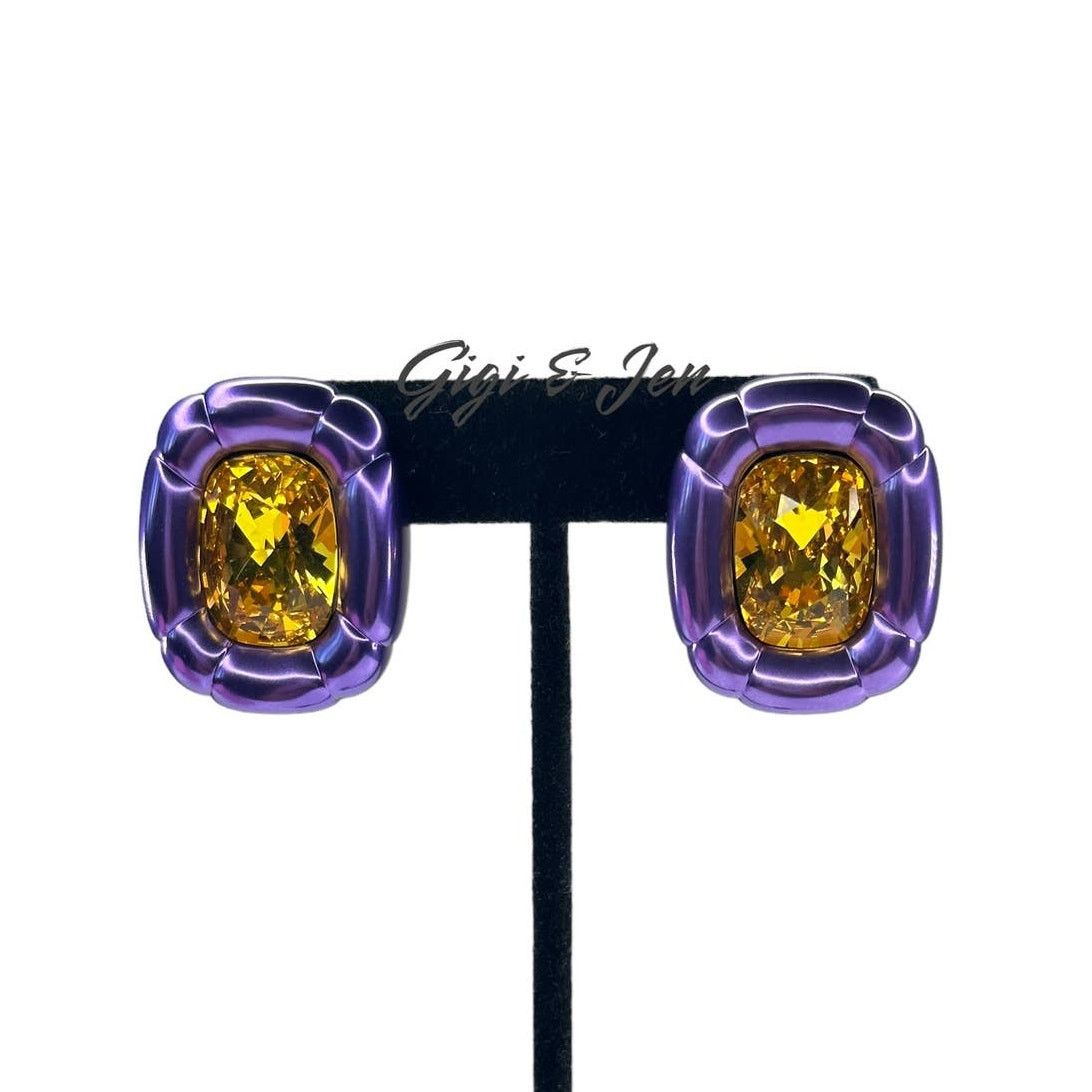 Swarovski Swarovski Dulcis clip earrings Cushion cut, Purple Size ONE SIZE - 1 Thumbnail