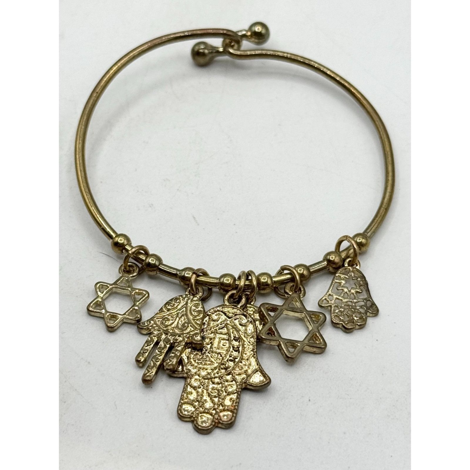 Other Jewish star hamsa hand charm bangle gold bracelet Size ONE SIZE - 1 Thumbnail
