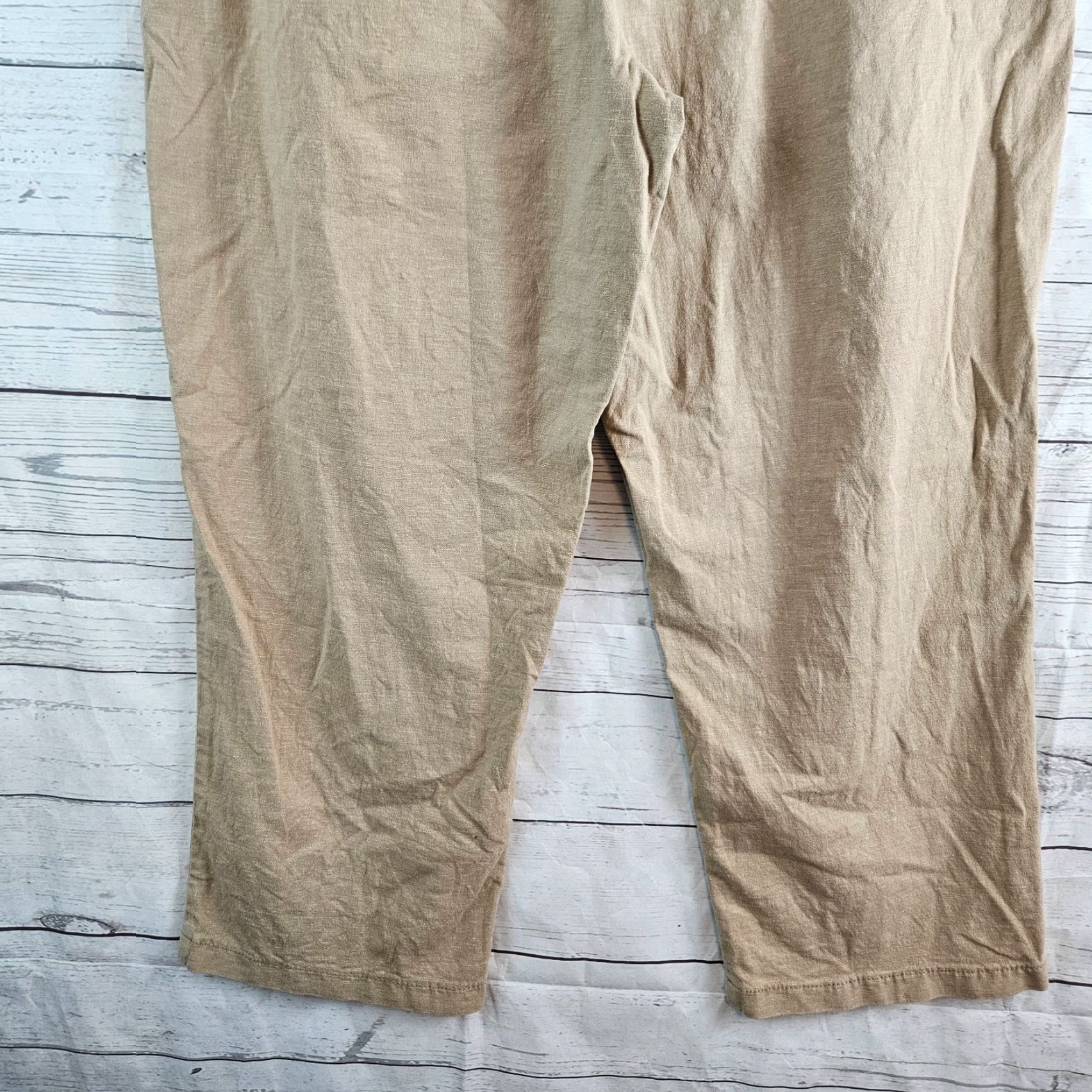 Vintage Lila Ryan Womens Cropped Pants Sz Large Tan High Rise Linen Blend Cropped Pants Size 36" / US 14 / IT 50 - 5 Thumbnail