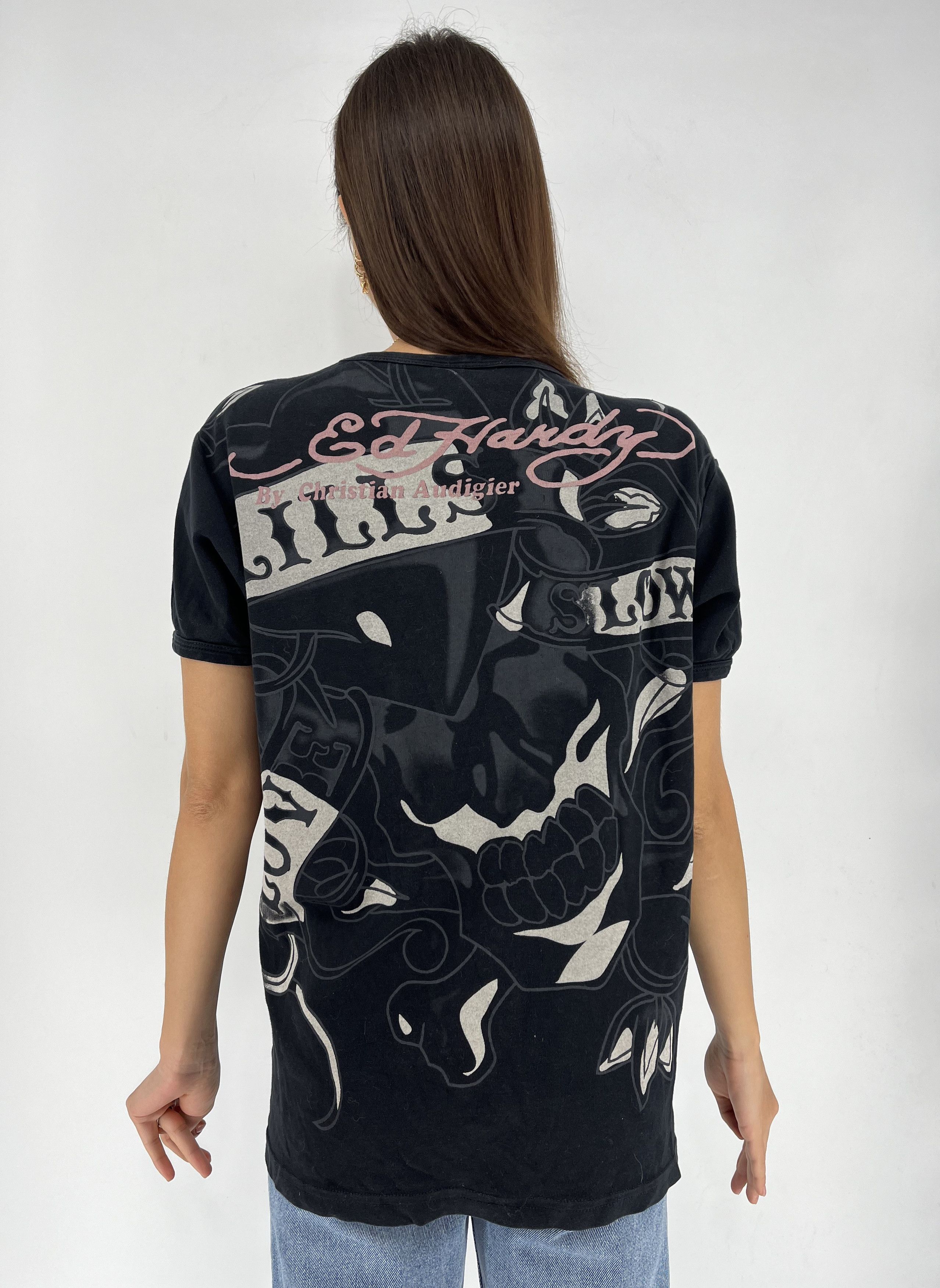Affliction Vintage Y2K Christian Audigier Women’s Rhinestones T-Shirt Size L / US 10 / IT 46 - 7 Thumbnail