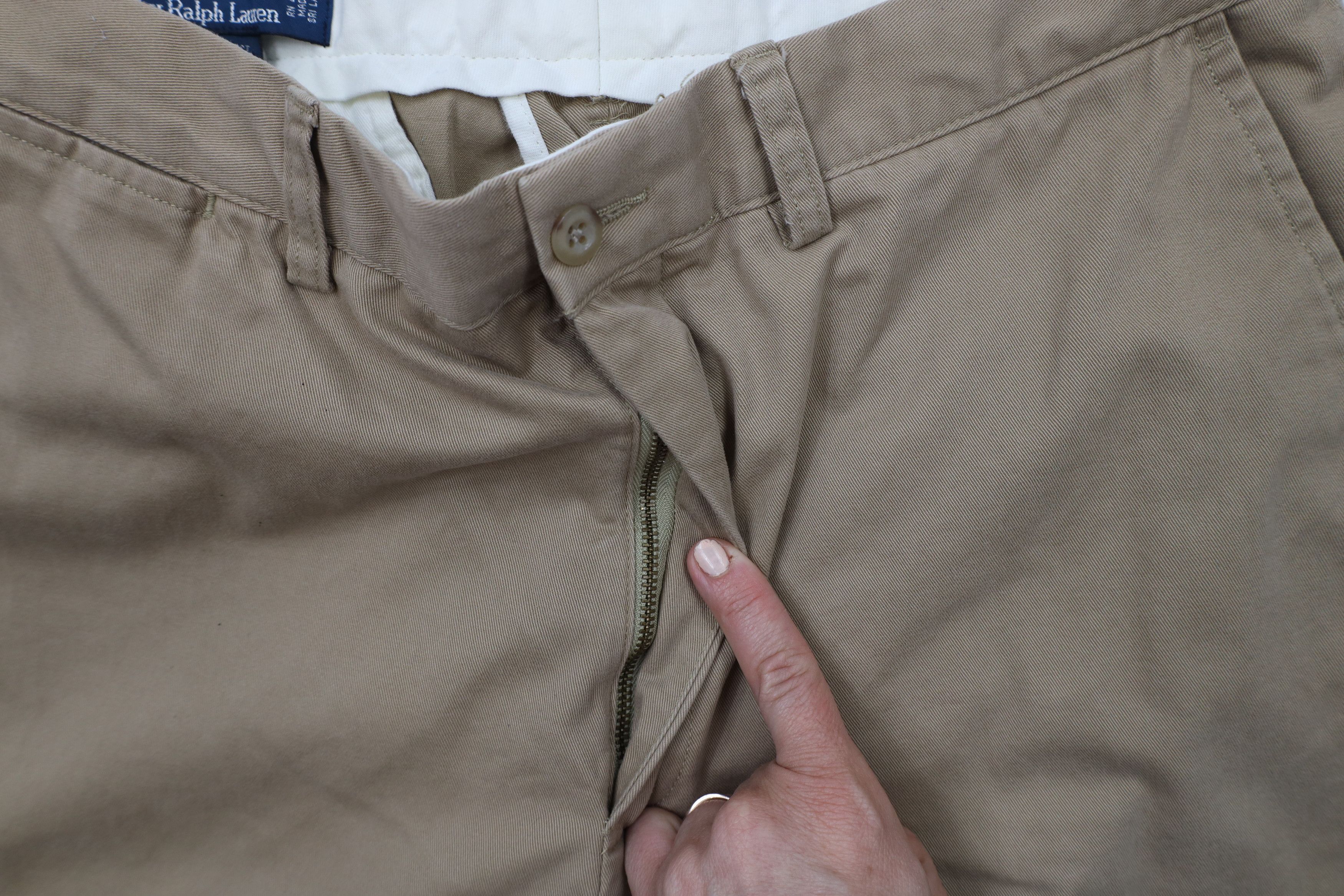 Ralph Lauren × Vintage Vintage 90s Ralph Lauren Wide Leg Chino Pants Beige Cotton Size US 34 / EU 50 - 6 Thumbnail
