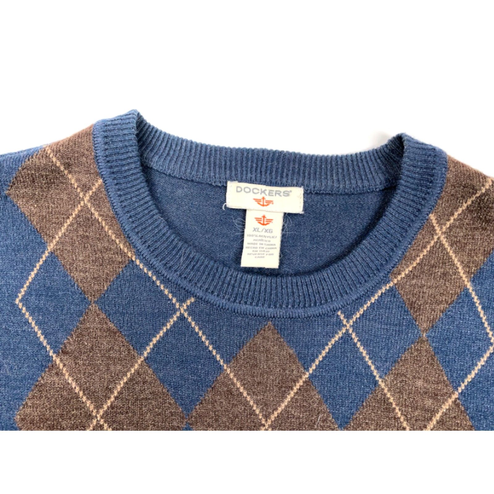 Dockers DOCKERS Dad Style Argyle Diamond Pullover Sweater Adult XL Blue Lightweight 90s Mens Size US XL / EU 56 / 4 - 4 Thumbnail