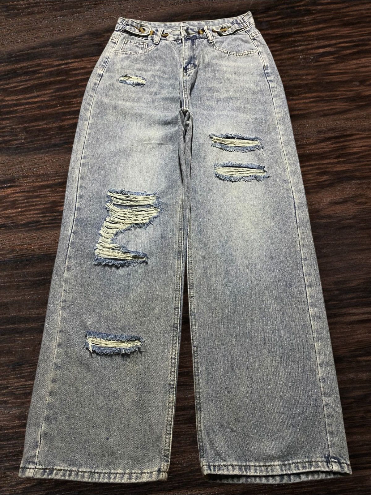 Japanese Brand Vintage Japanese Brand Adjust Waist Distressed Baggy Jeans Size 28" / US 6 / IT 42 - 1 Thumbnail