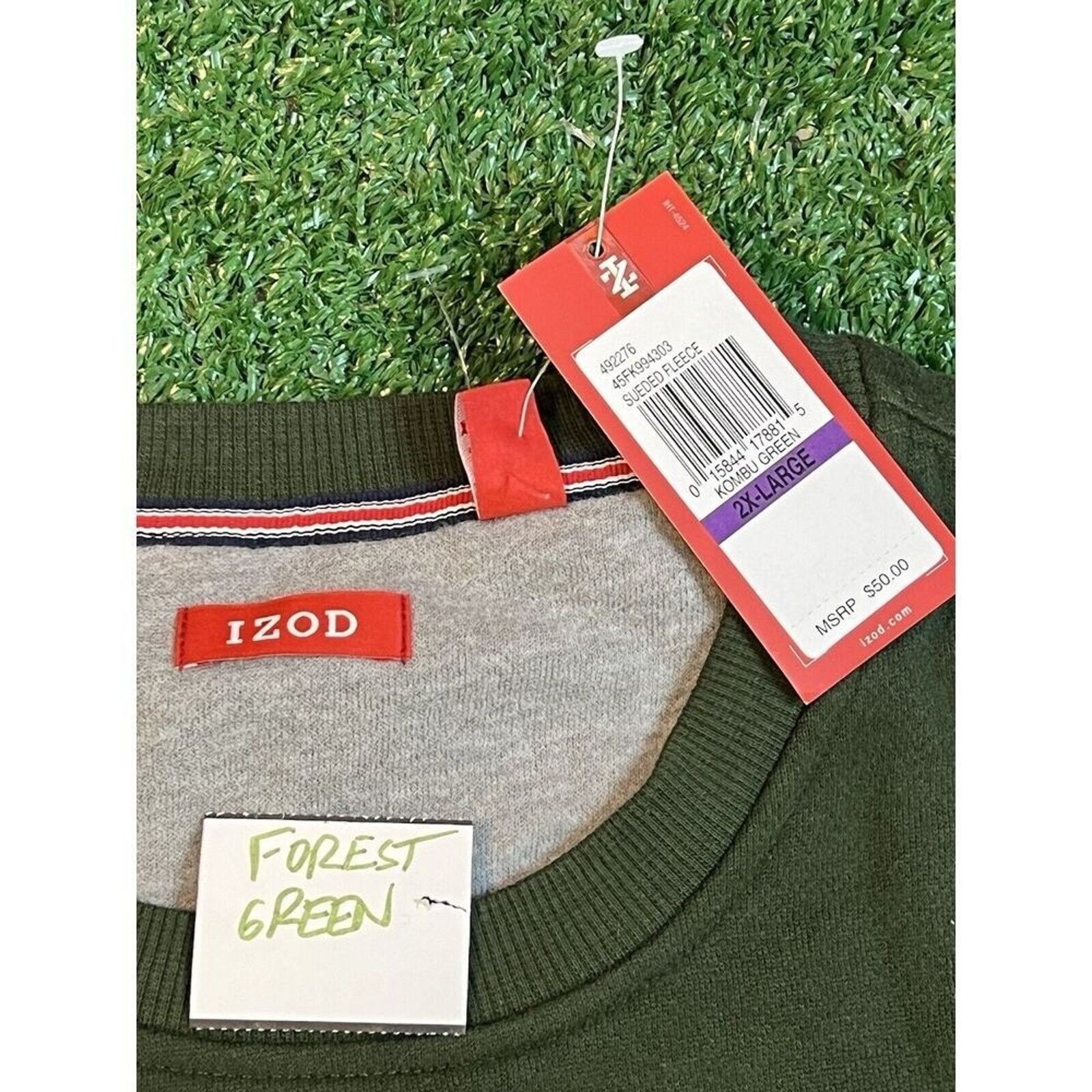 Izod NWT Izod Sueded Fleece Kombu Green Sweatshirt Men's 2XL Size US XXL / EU 58 / 5 - 2 Thumbnail