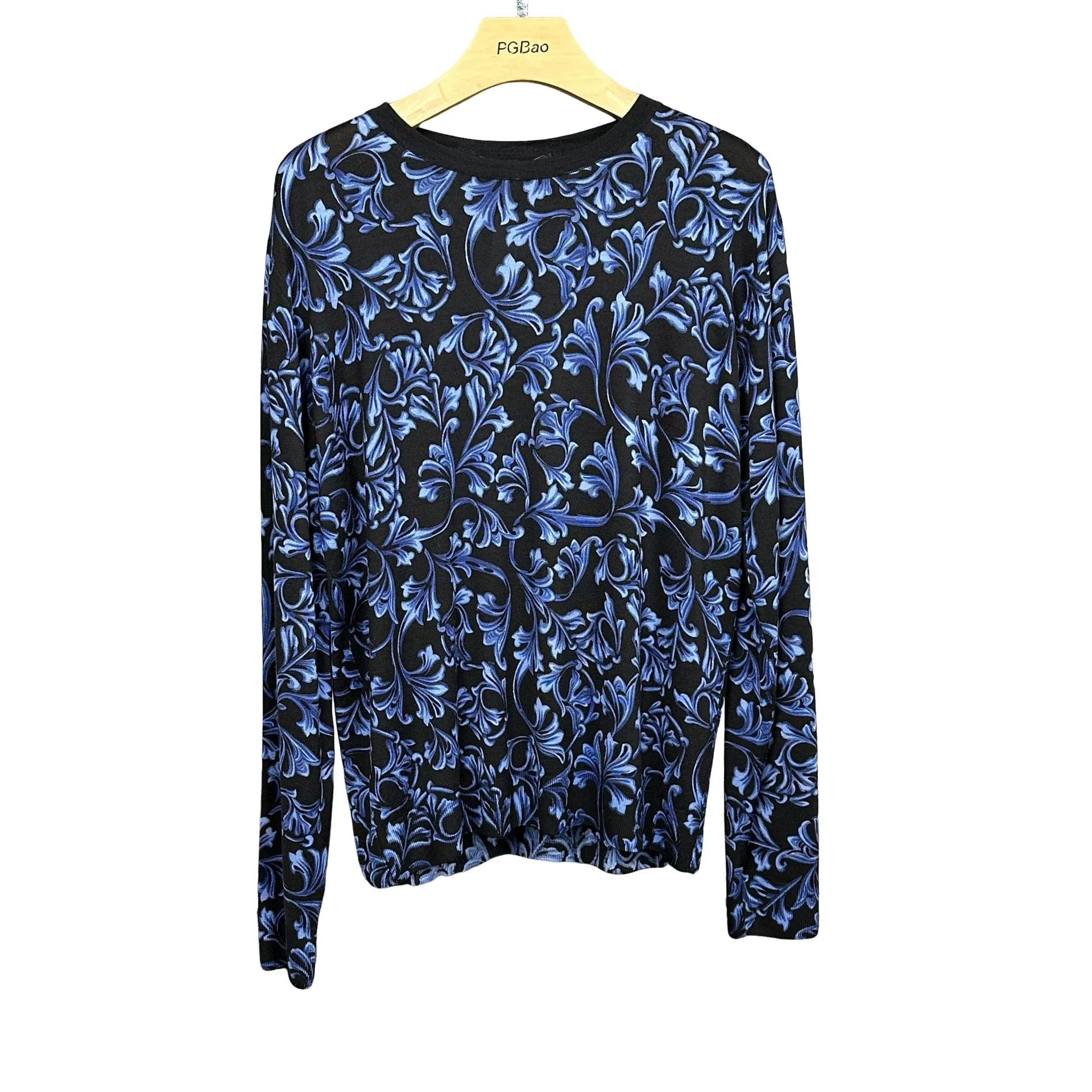 Versace Versace Blue Baroque Pattern Long Sleeve T-Shirt 52 Size US L / EU 52-54 / 3 - 1 Thumbnail