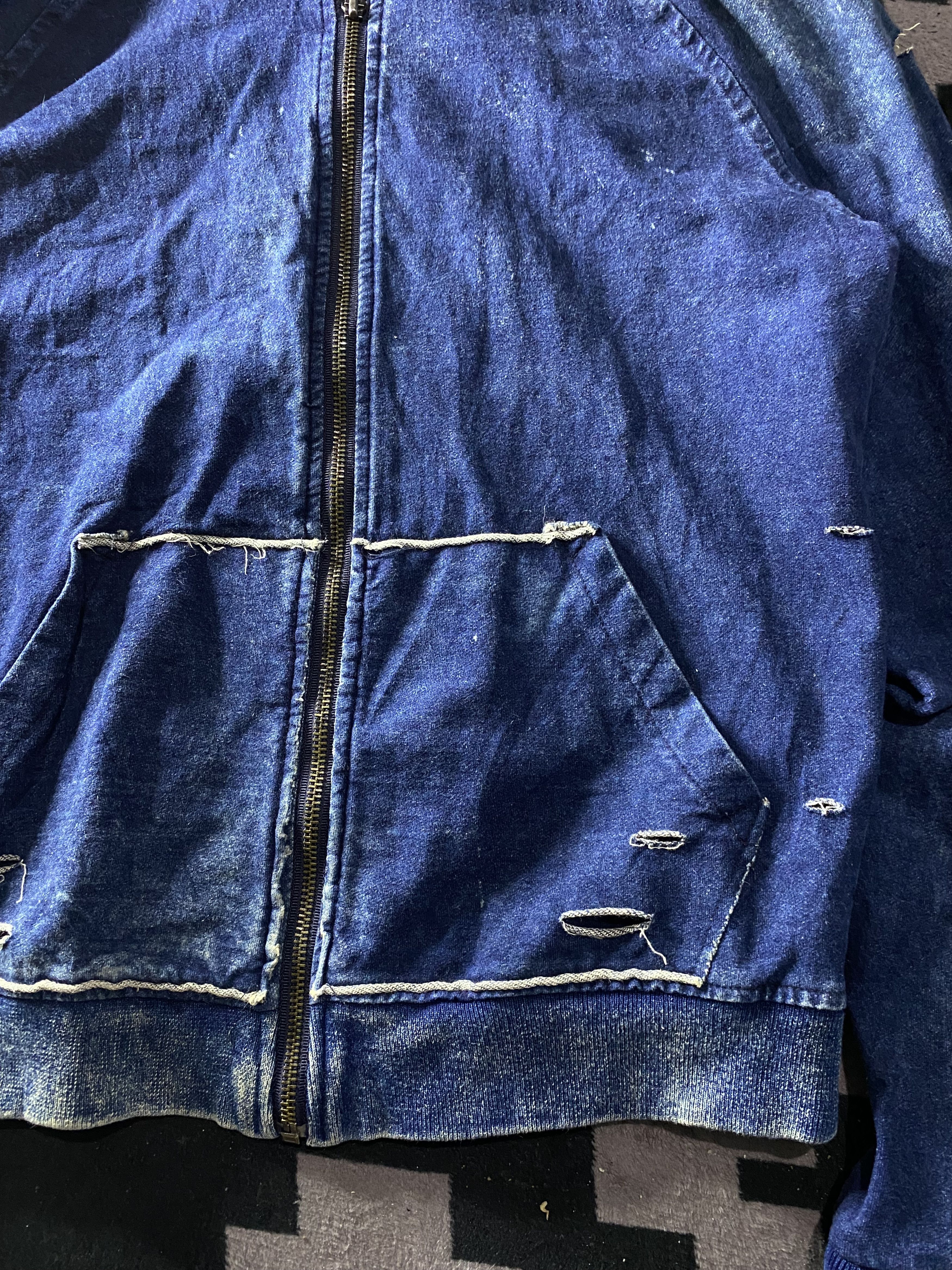 PPFM Vintage old army distressed washed denim zip hoodie Size US M / EU 48-50 / 2 - 3 Thumbnail