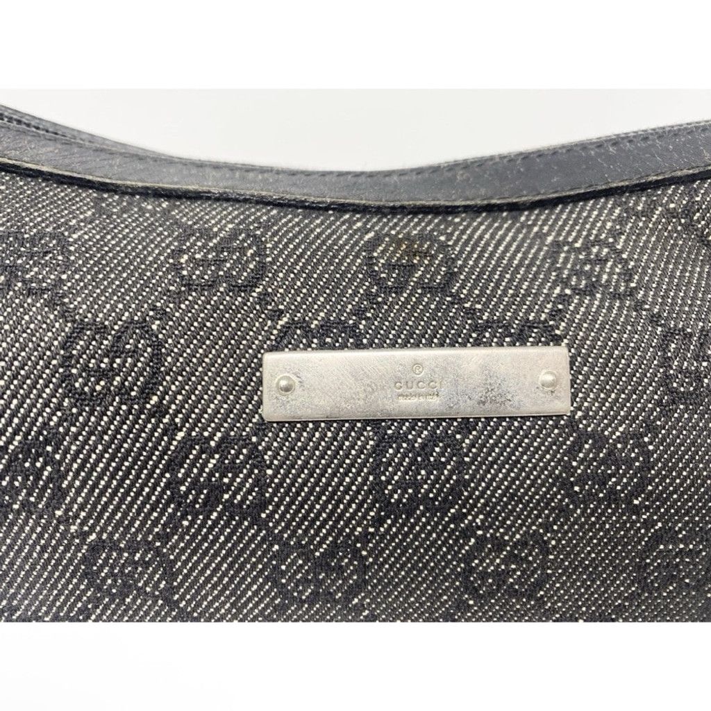 Gucci Gucci Black Denim Monogram Hobo Half Moon Shoulder Bag Size ONE SIZE - 2 Thumbnail