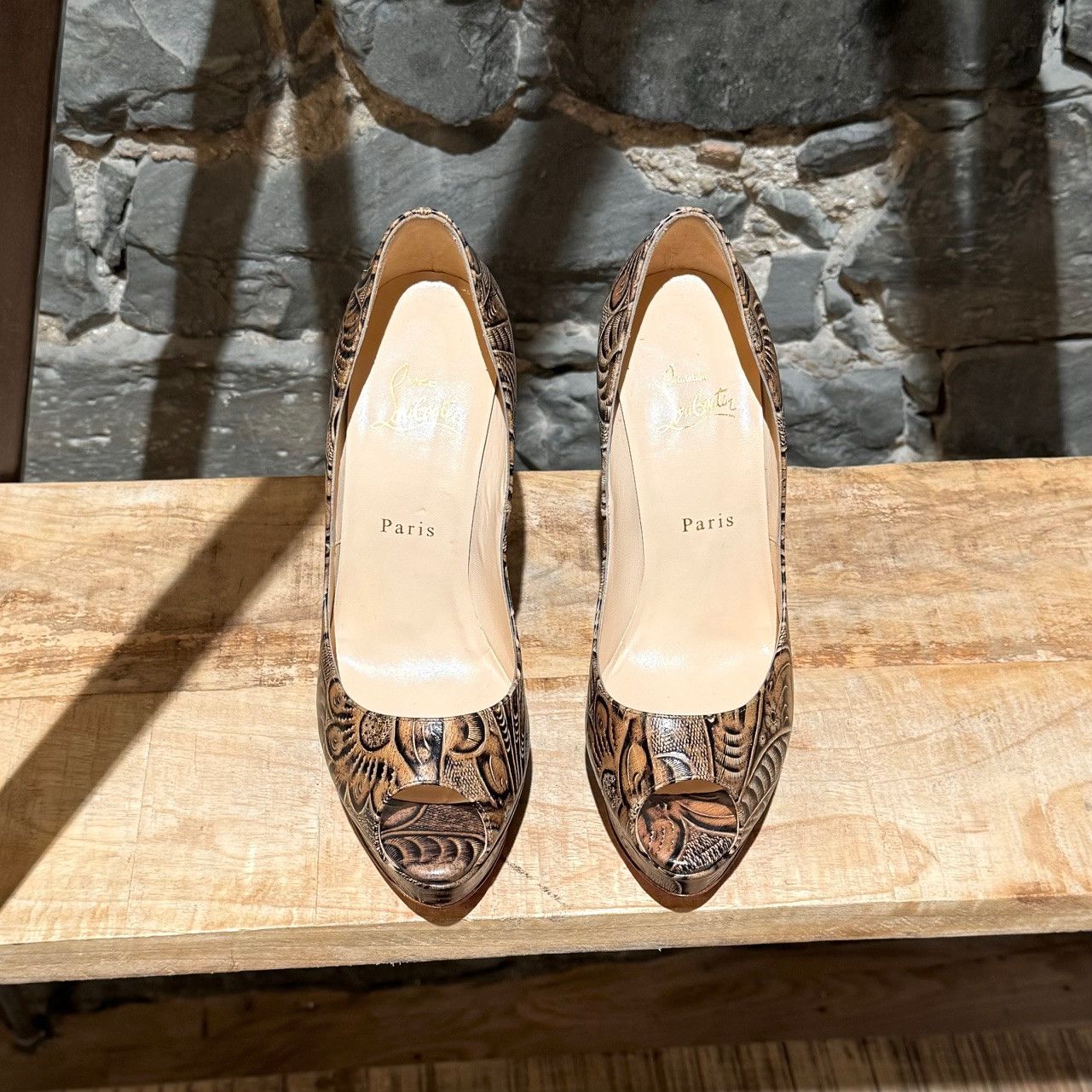 Christian Louboutin Christian Louboutin SantaFe Lady Peep 150 Platform Pumps Size US 9.5 / IT 39.5 - 3 Thumbnail