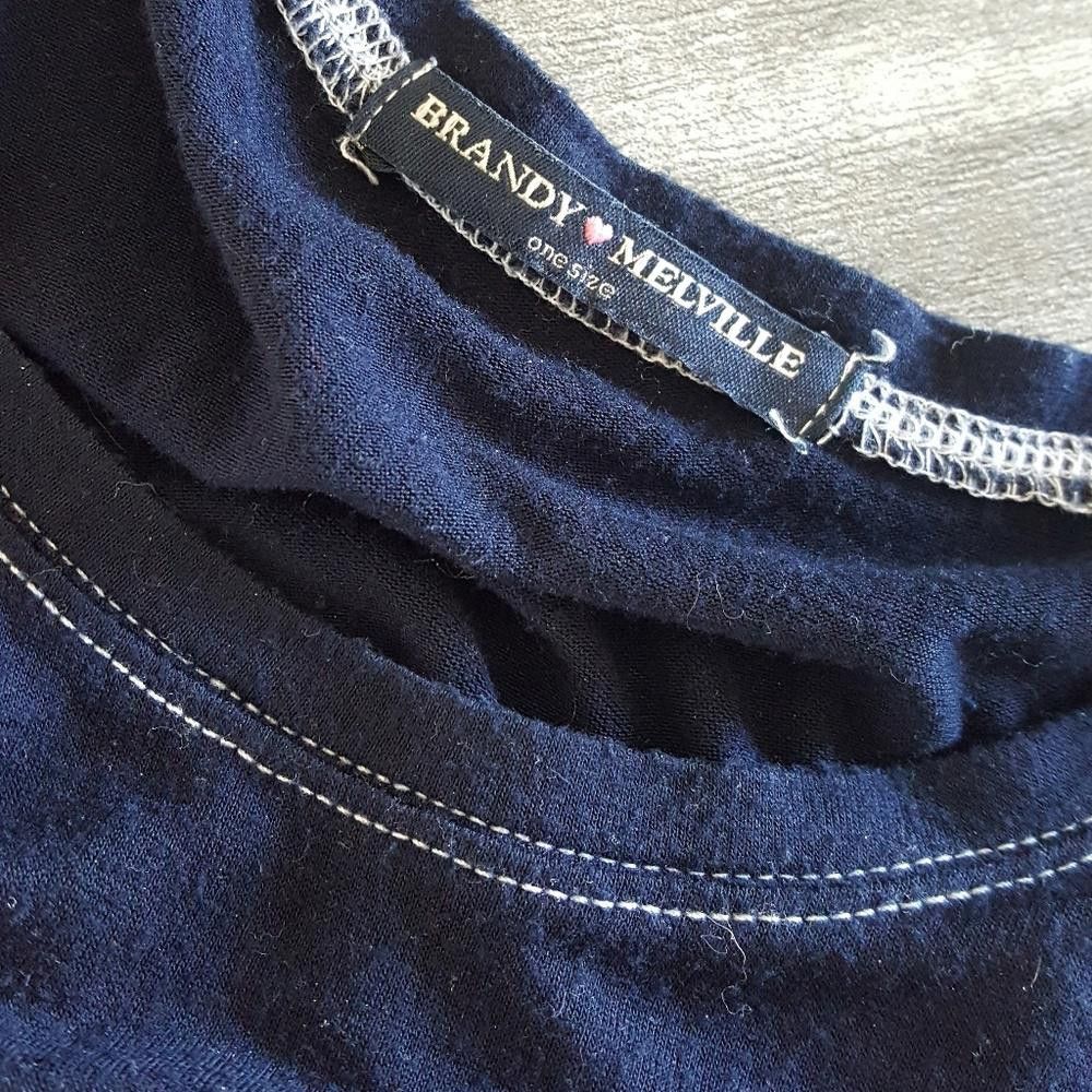 Designer Navy White Stitched BM Crop Short Sleeve Size ONE SIZE - 3 Thumbnail