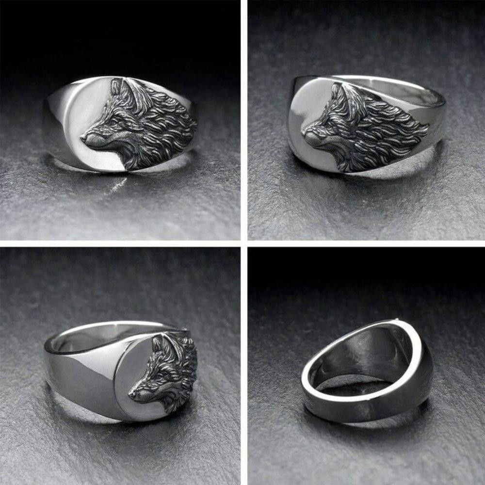 Designer 925 Sterling Silver Vintage Carved Wolf Head Ring - Size 8 Size ONE SIZE - 8 Thumbnail