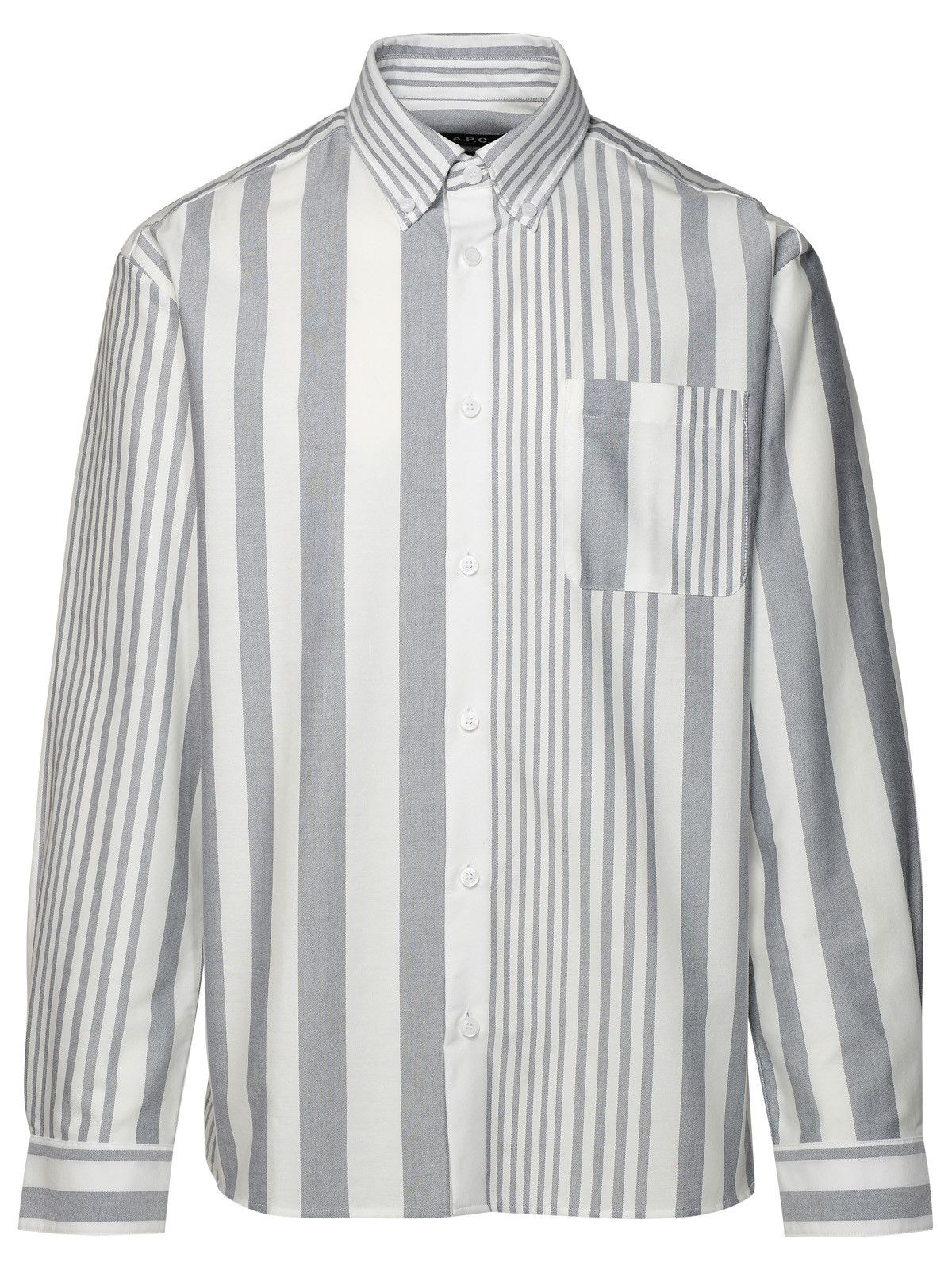 image of A P C 'mateo' Grey Cotton Shirt, Men's (Size Medium)