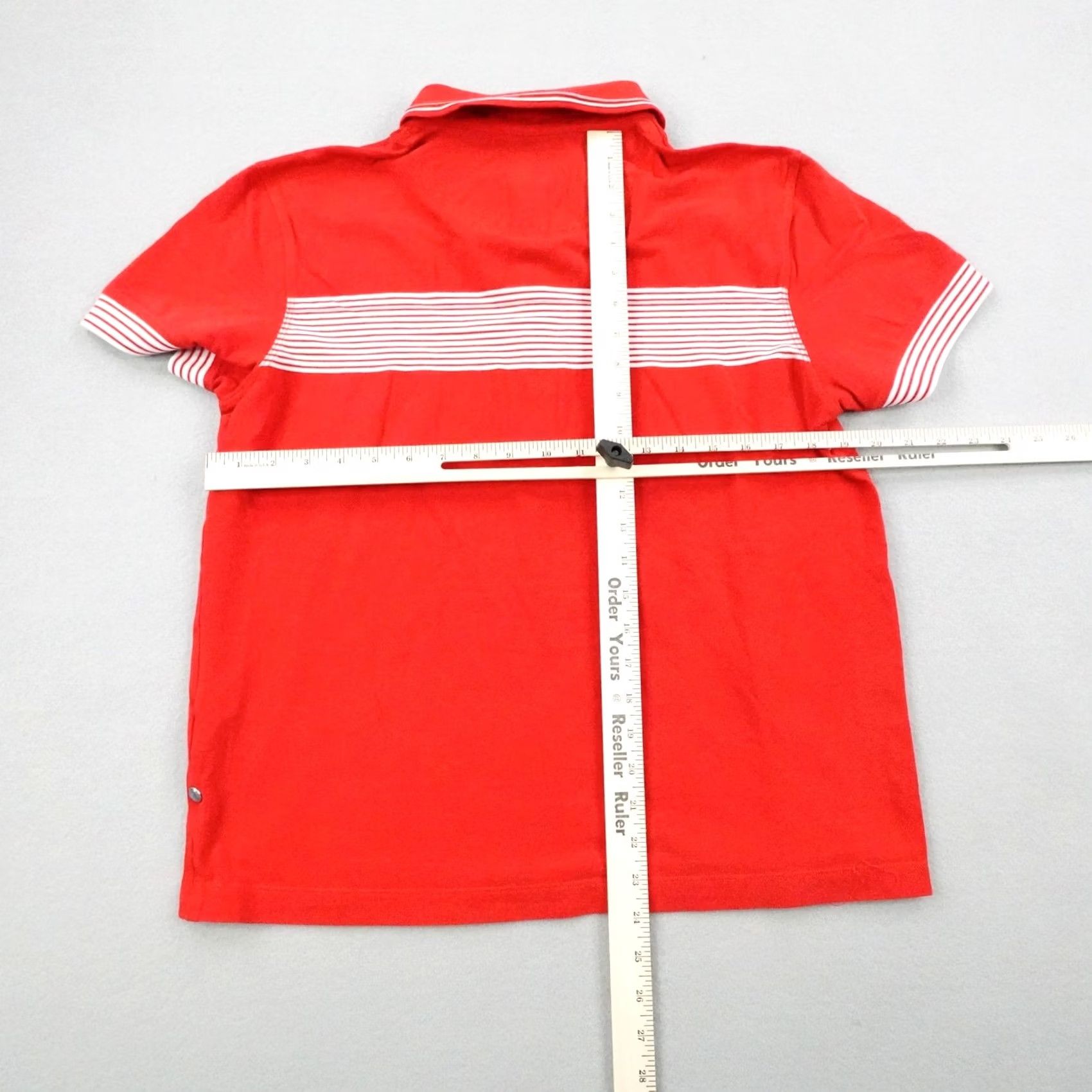 Hugo Boss HUGO BOSS Polo Shirt Mens Large Red White Striped Regular Fit Cotton Size US L / EU 52-54 / 3 - 4 Thumbnail