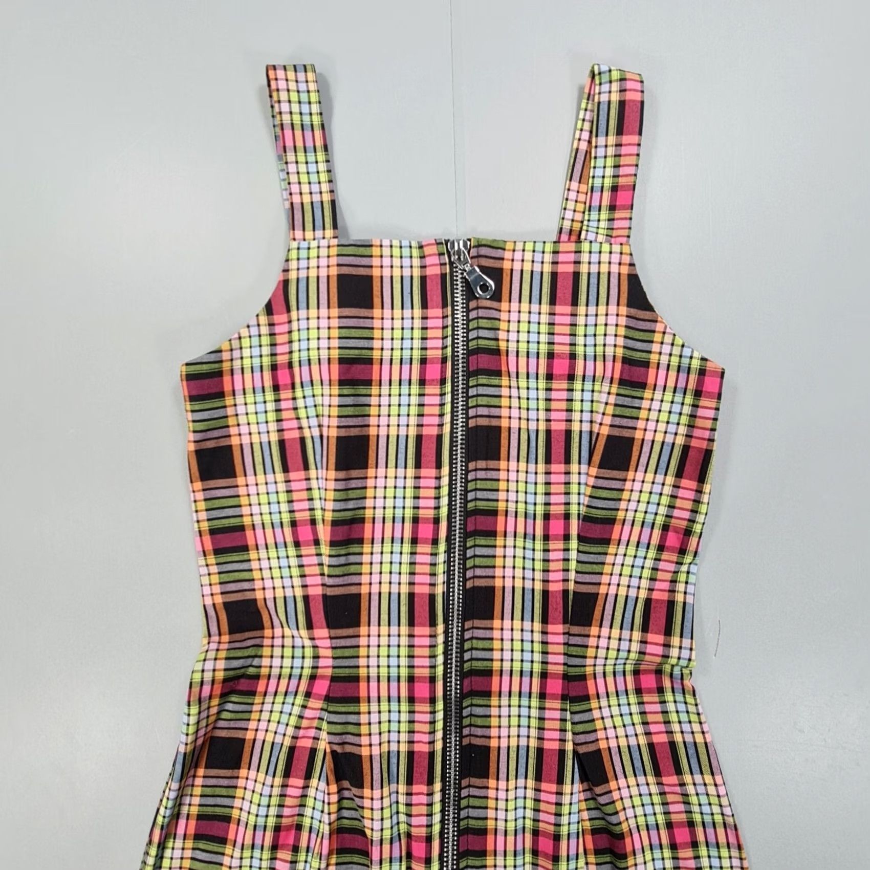 The Ragged Priest The Ragged Priest Womens Dress Pink XS Tartan Plaid Zip Front Sleeveless Size XS / US 0-2 / IT 36-38 - 2 Thumbnail