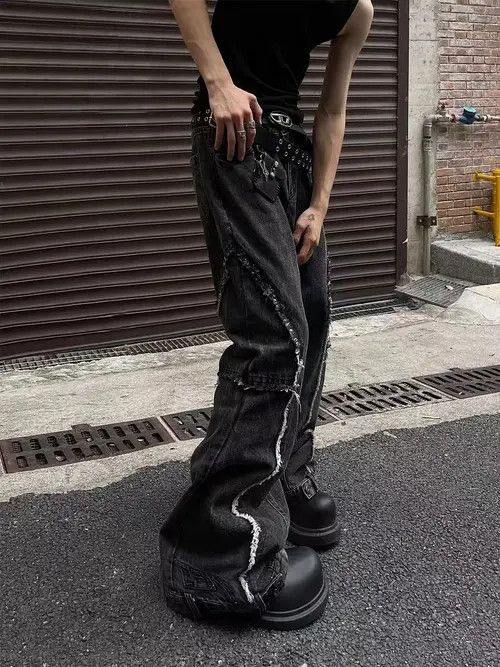 Japanese Brand × Jean Vintage raw edge patchwork distressed bootcut jeans Size US 32 / EU 48 - 3 Thumbnail
