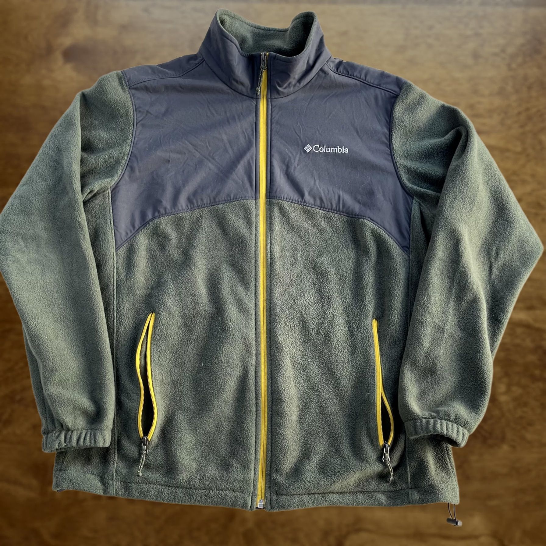 YOKE Columbia Jacket Mens Large Green Fleece Full Zip Nylon Yoke Outdoor Hiking Coat Size US L / EU 52-54 / 3 - 1 Thumbnail
