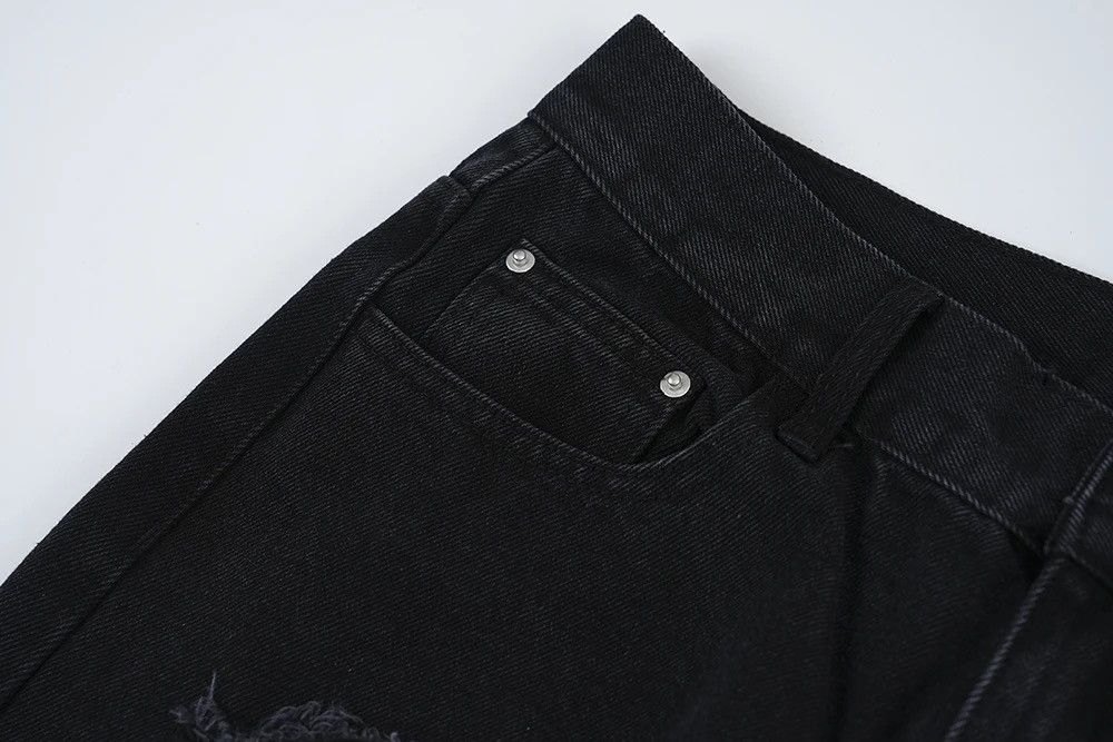 Designer × Japanese Brand Men's Torn Patchwork Jeans Loose Straight Ripped Casual Size US 30 / EU 46 - 4 Thumbnail