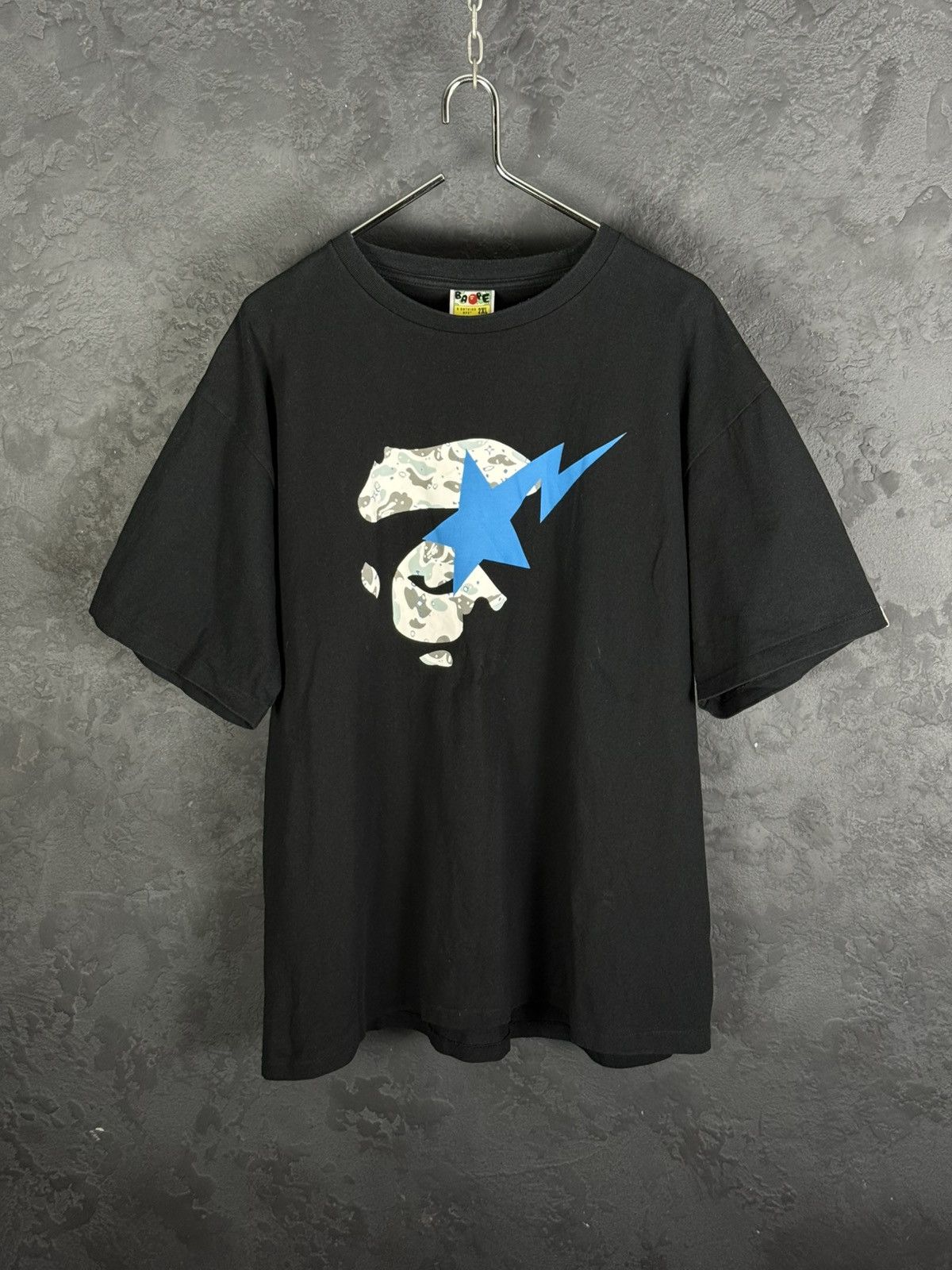 Bape Bape Space Camo Ape Face On Bapesta Tee Black Size US XXL / EU 58 / 5 - 1 Thumbnail