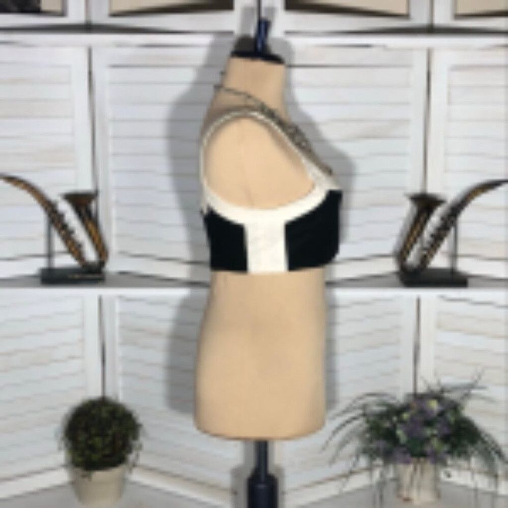 7 For All Mankind Colorblock Cropped Top Square Neckline Black/White sz XS Size XS / US 0-2 / IT 36-38 - 5 Thumbnail