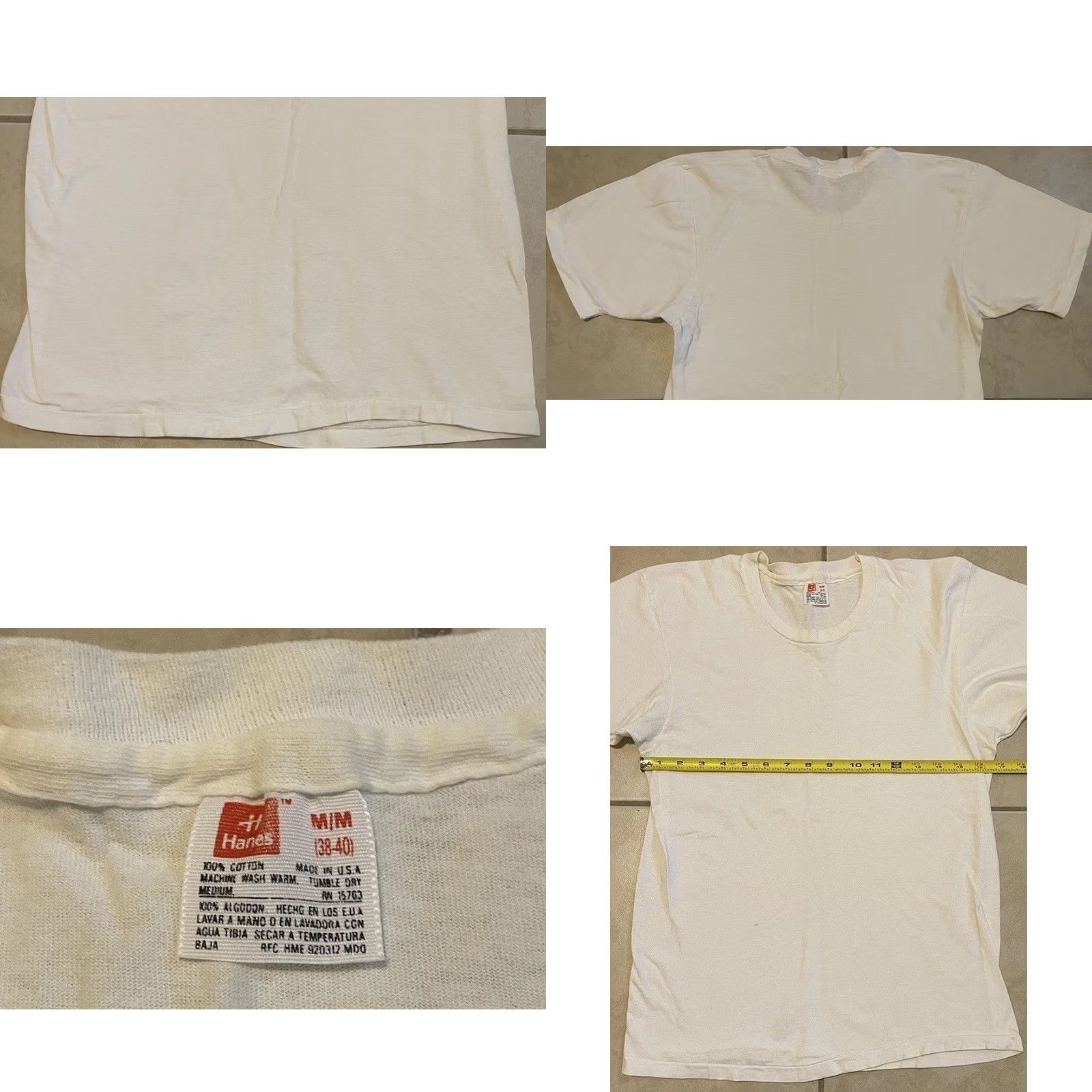 Hanes VINTAGE Hanes Faded Shirt XS Mens T-Shirt 80s 90s Grunge Biker Punk Skate Surf Trucker Mechanic White Distressed" Size US XS / EU 42 / 0 - 8 Thumbnail