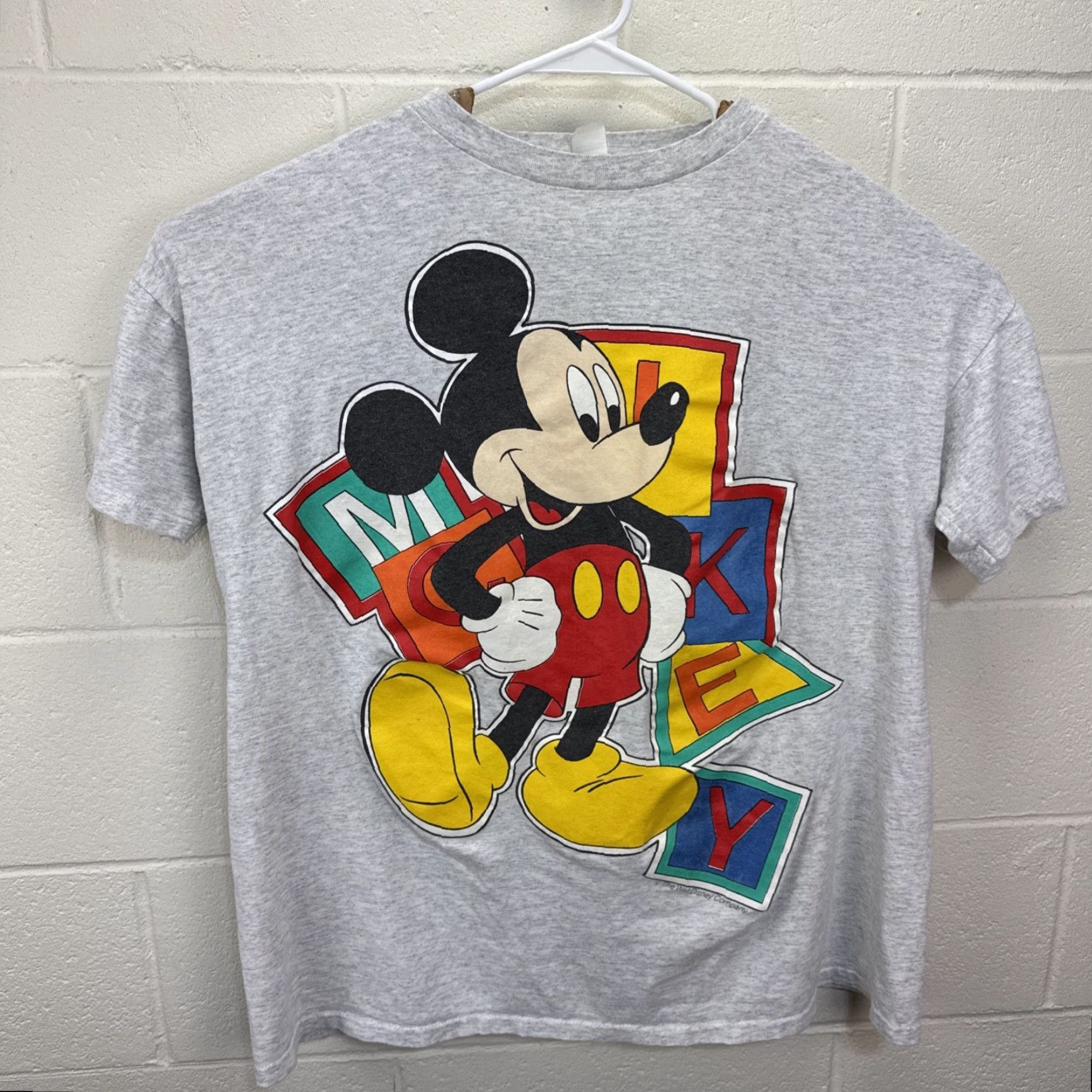 Disney VINTAGE Walt Disney T Shirt Mickey Mouse Gray Blocks Men's XL Big Print Size US XL / EU 56 / 4 - 2 Thumbnail